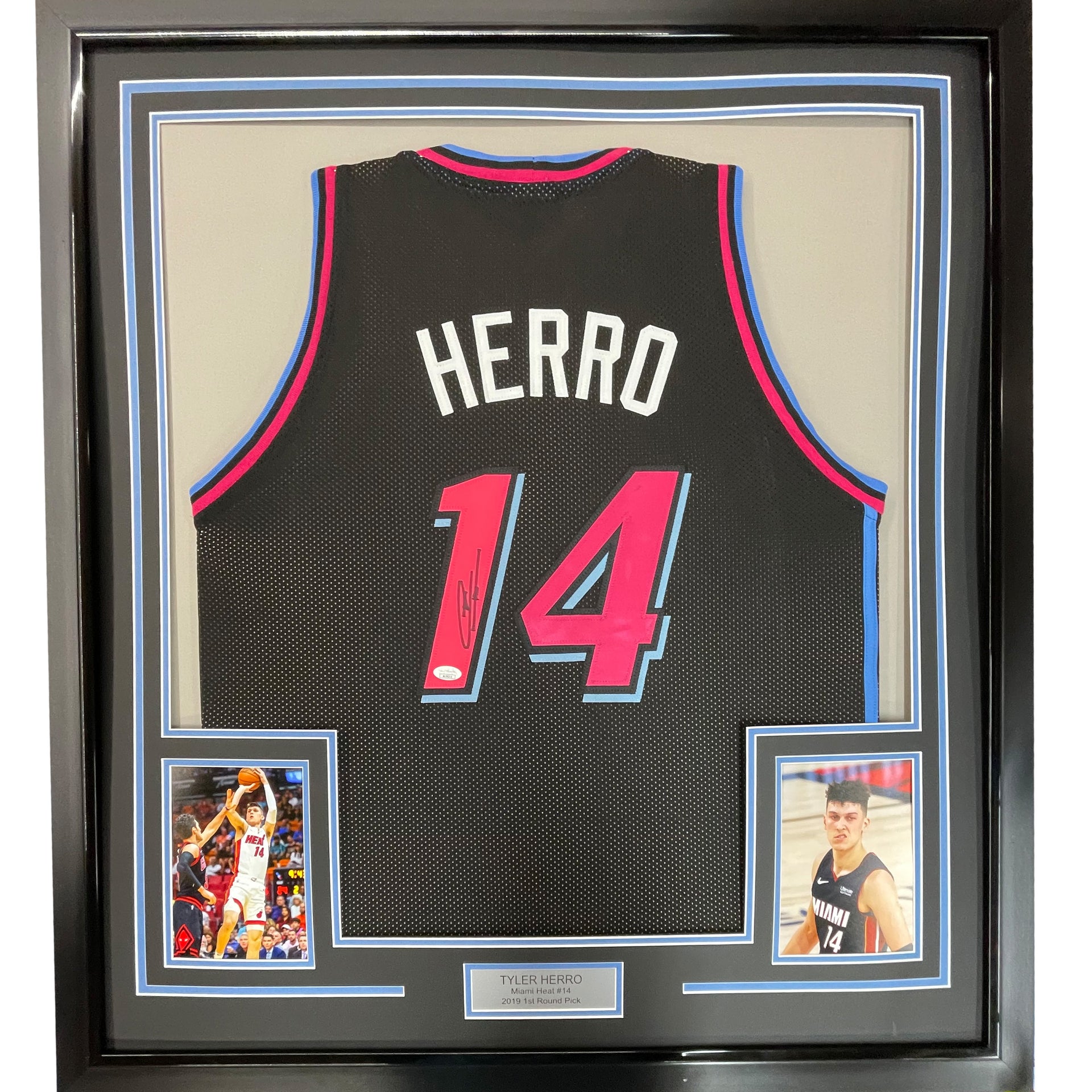 Tyler Herro Autographed Miami Heat (Black #14) Deluxe Framed NBA