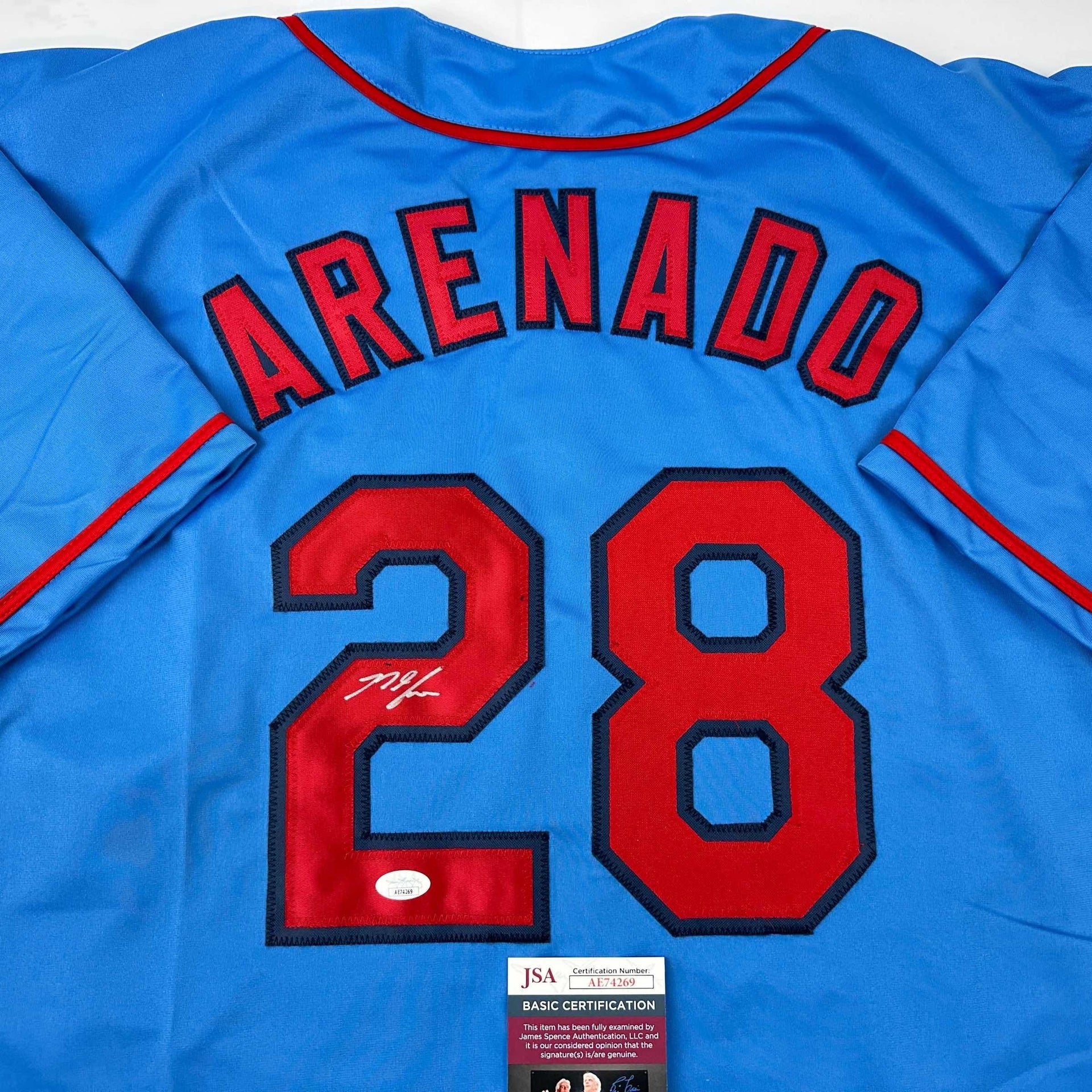 Autographed/Signed Nolan Arenado St. Louis Blue Baseball Jersey JSA COA -  Hall of Fame Sports Memorabilia