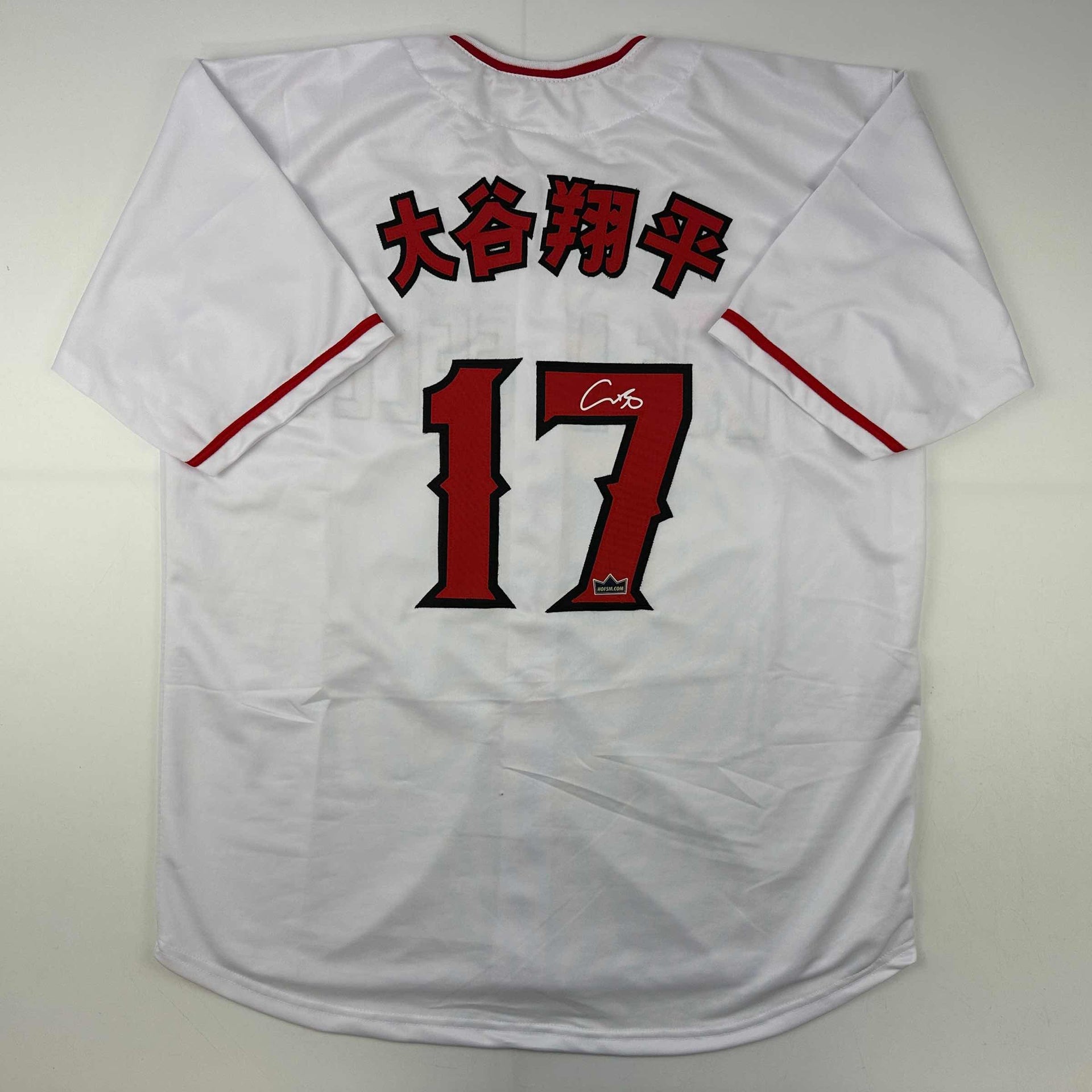 Facsimile Autographed Shohei Ohtani Kanji Los Angeles LA Anaheim White  Reprint Laser Auto Baseball Jersey Size Men's XL - Hall of Fame Sports  Memorabilia