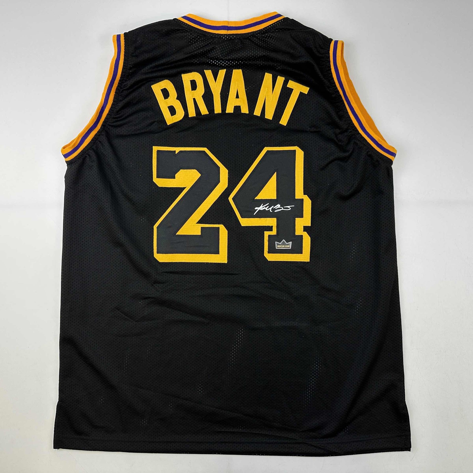 Facsimile Autographed Kobe Bryant #24 Los Angeles LA Yellow Reprint Laser  Auto Basketball Jersey Size Men's XL