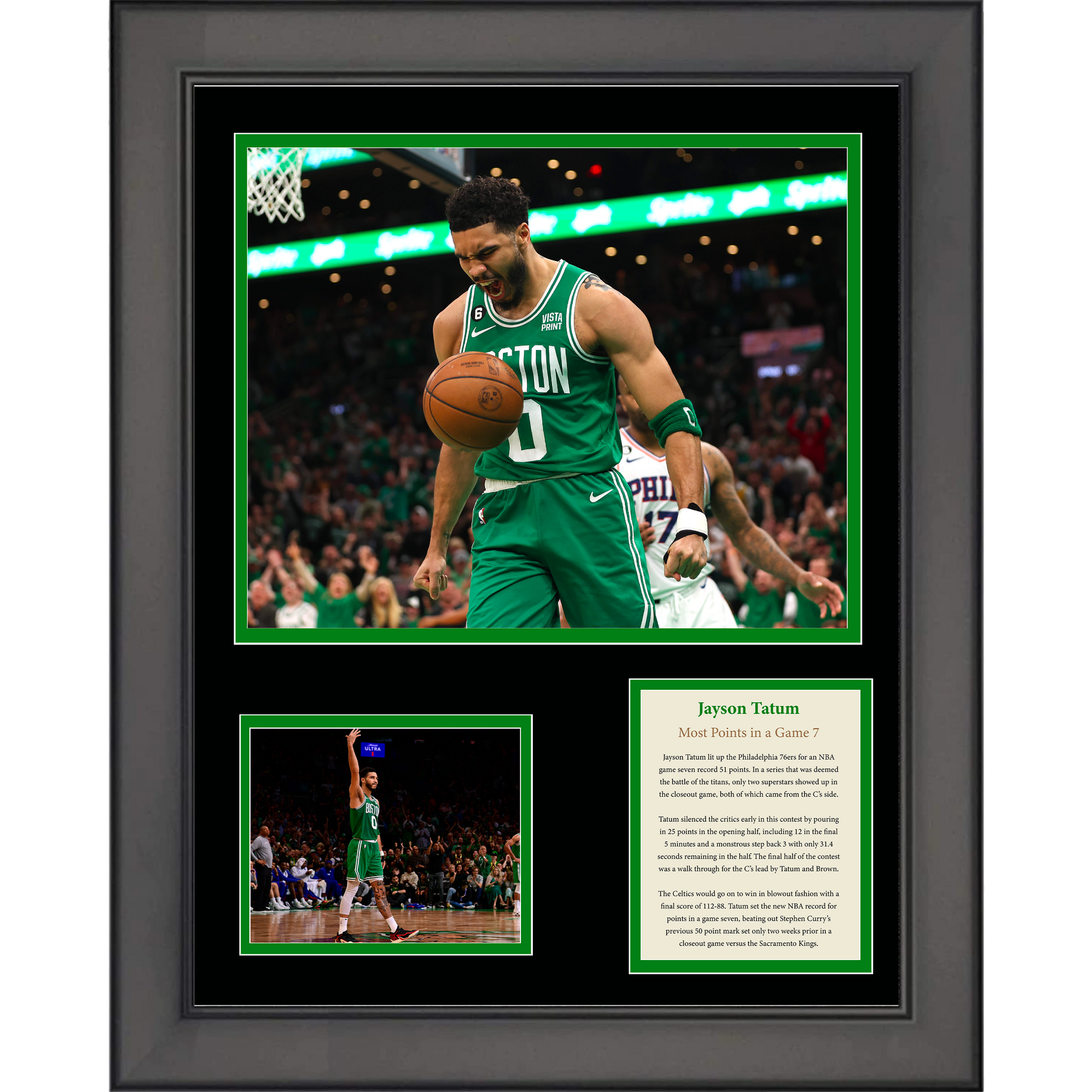 Jayson Tatum Boston Celtics Framed 12 x 15 2022 #2 Three-Pointers Made in  Franchise History Sublimated Plaque 