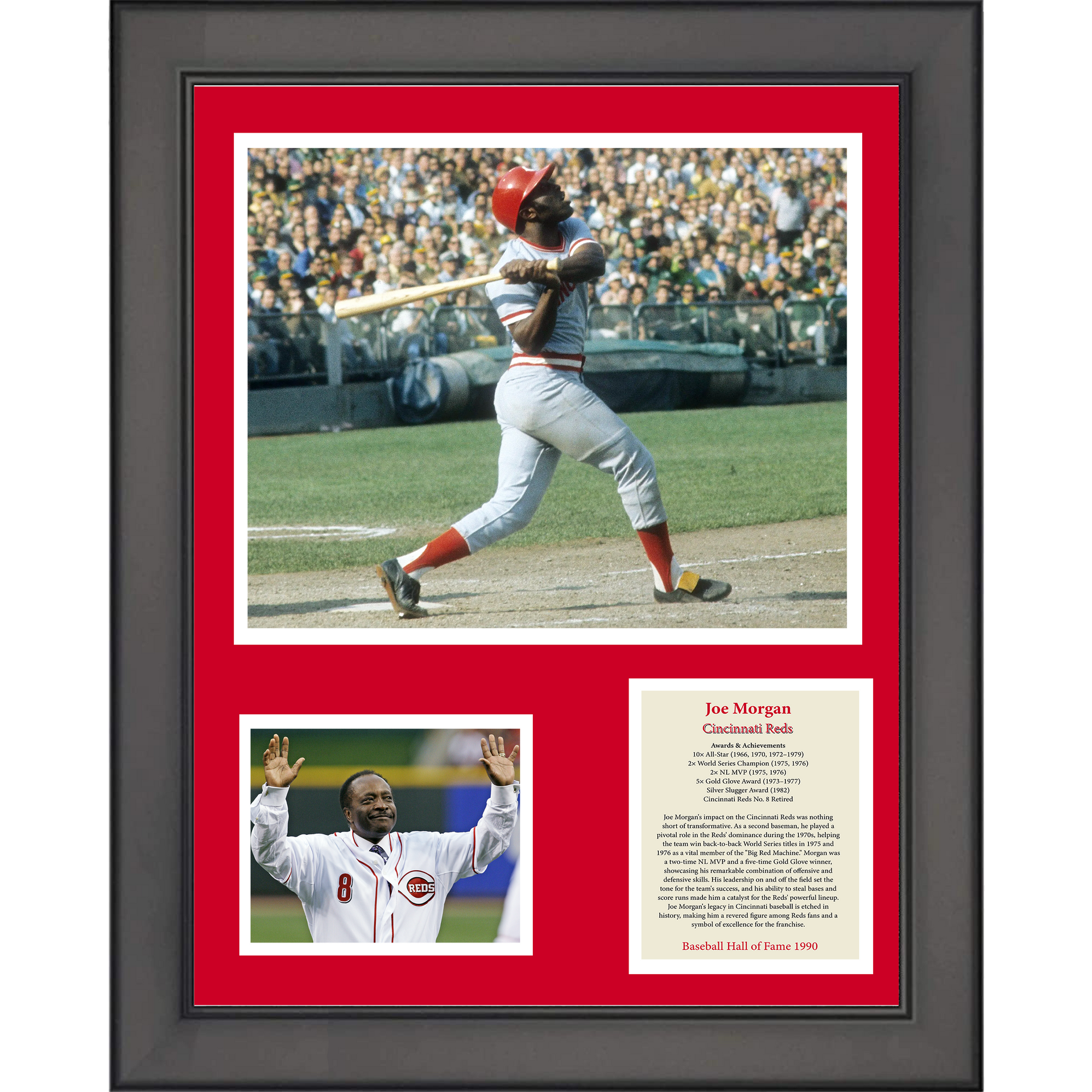Framed Joe Morgan Hall of Fame Cincinnati Reds 12x15 Baseball