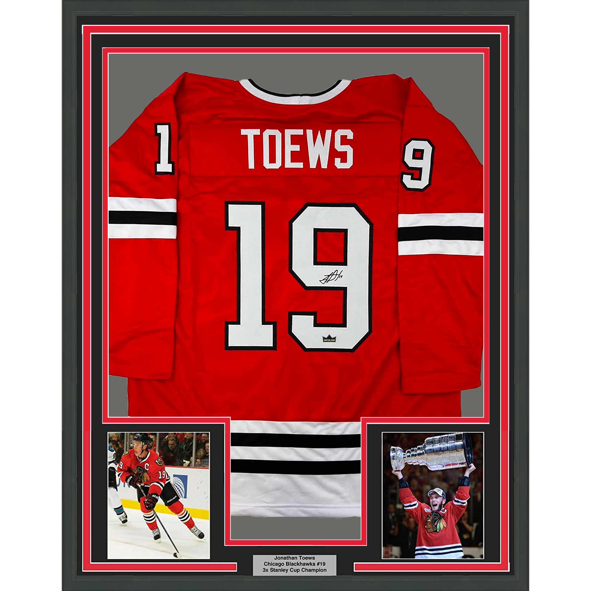 Facsimile Autographed Jonathan Toews Chicago Red Reprint Laser Auto Hockey  Jersey Size Men's XL - Hall of Fame Sports Memorabilia