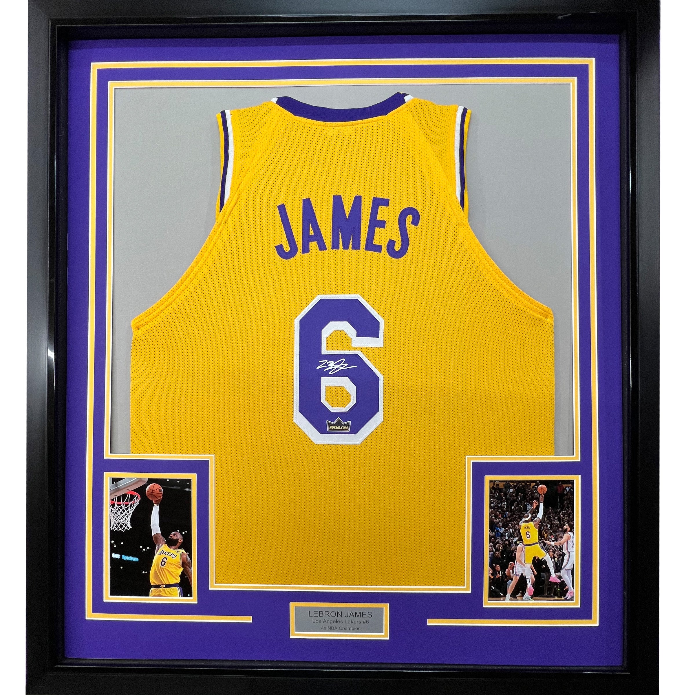 Framed Facsimile Autographed LeBron James 33x42 Los Angeles LA Yellow Reprint Laser Auto Basketball 