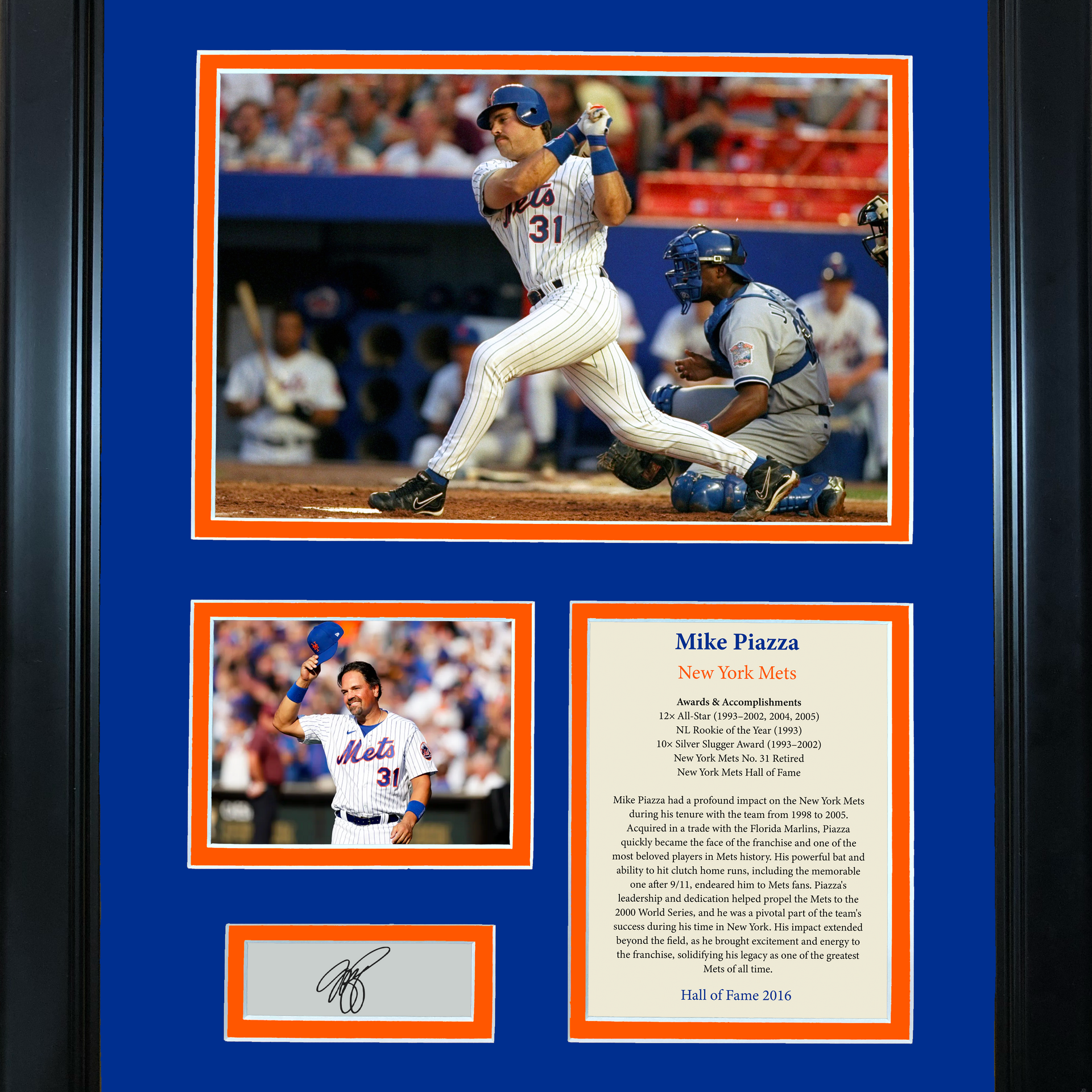 Framed Mike Piazza Hall of Fame Facsimile Laser Engraved Signature Auto New  York Mets Baseball 12x15 Photo Collage - Hall of Fame Sports Memorabilia