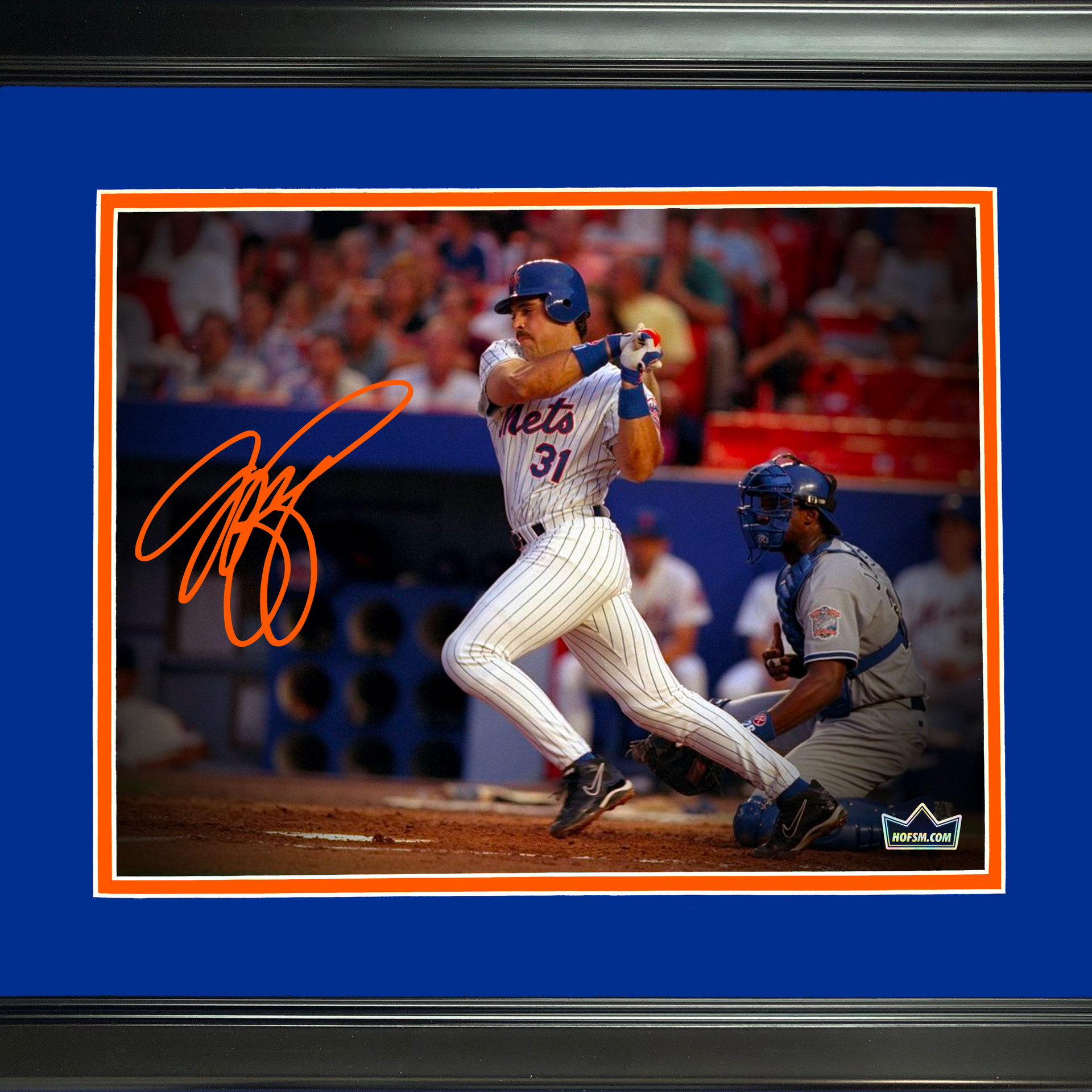 Framed Mike Piazza New York Mets Facsimile Laser Engraved Signature Auto  12x15 Baseball Photo HOFSM Holo - Hall of Fame Sports Memorabilia