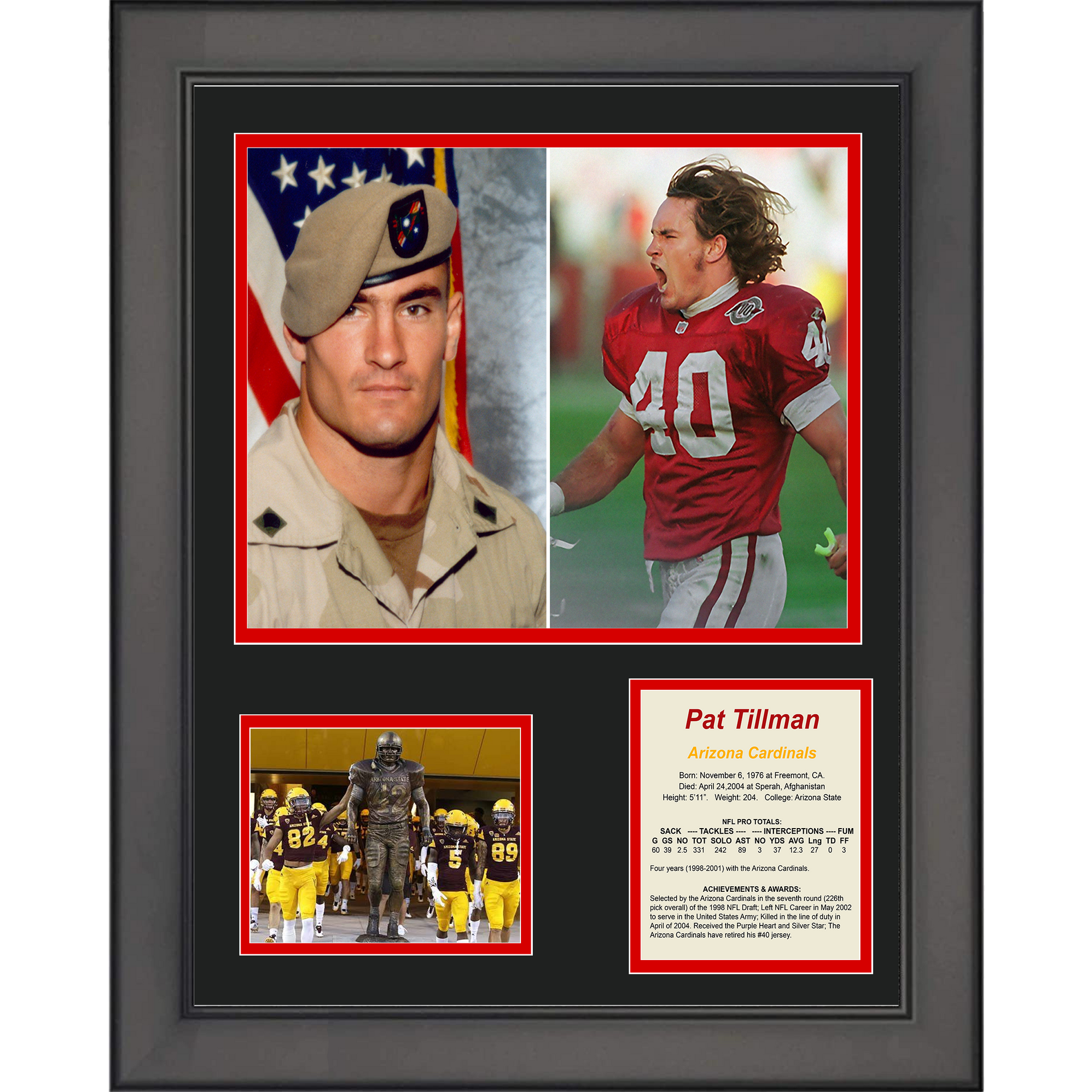 Framed Pat Tillman Arizona Cardinals Football 12x15 Photo Collage - Hall  of Fame Sports Memorabilia
