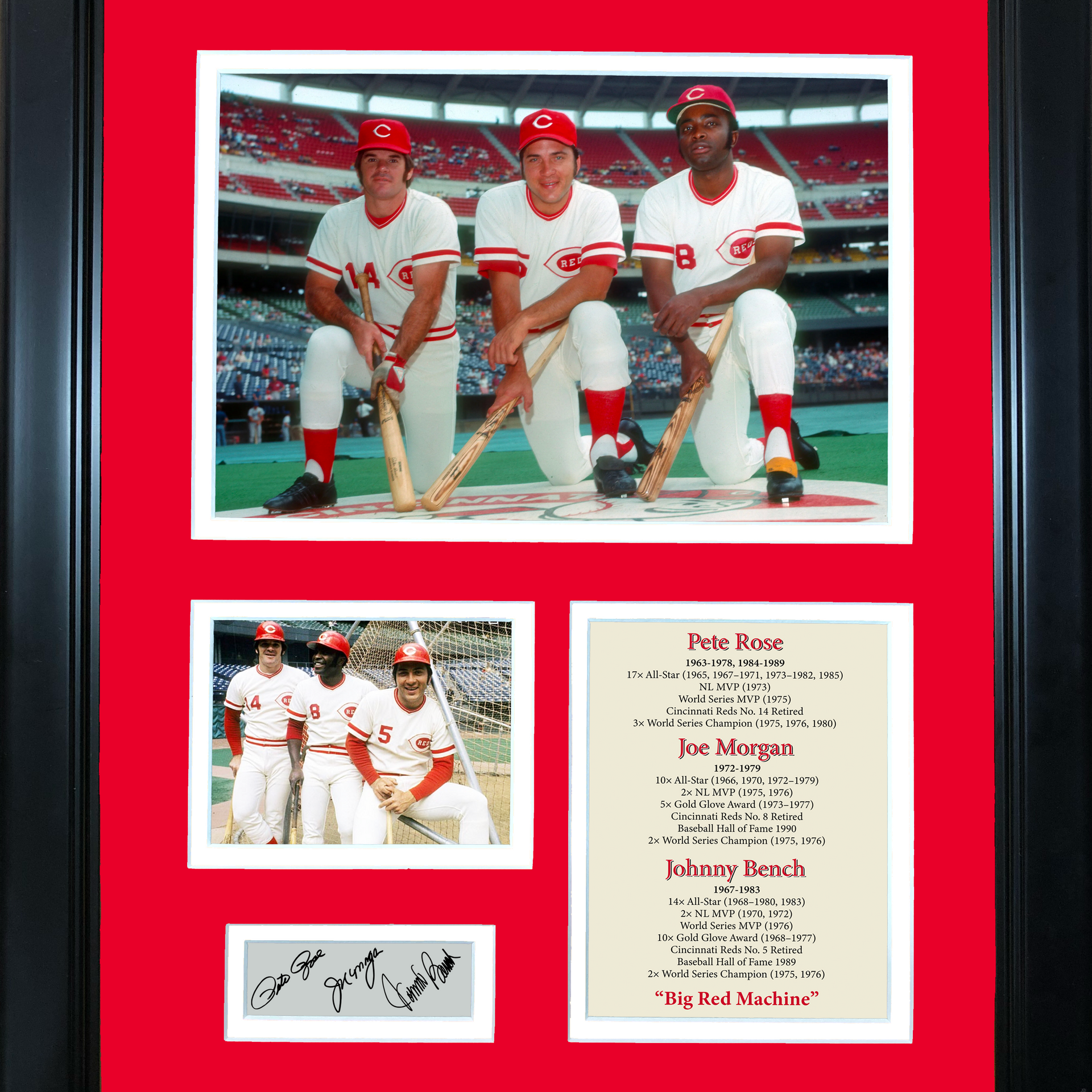 The Big Red Machine Cincinnati Reds 27x39.75 Custom Framed Photo Display  Signed by (5) with