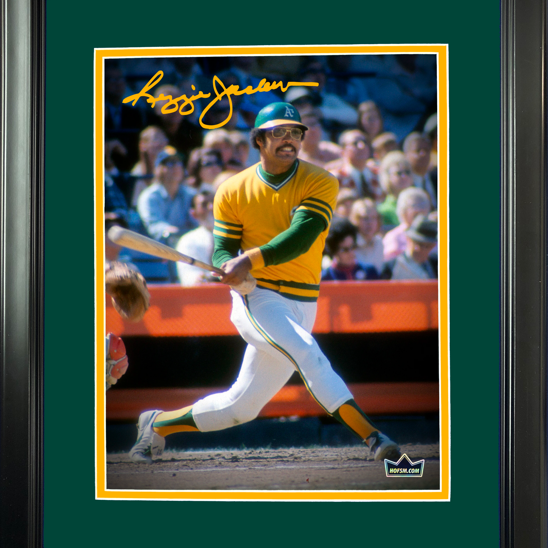 Reggie Jackson Autographed and Framed Green Oakland Athletics Jersey