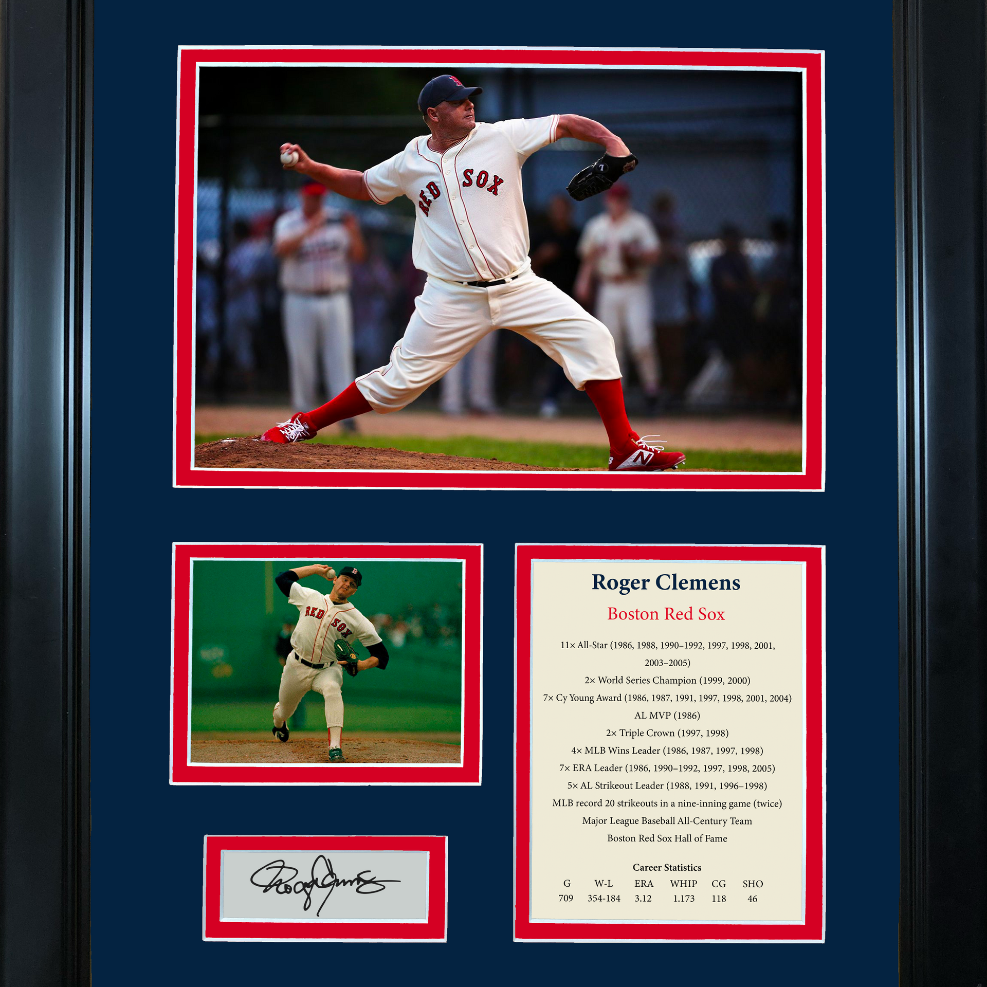Framed Roger Clemens Boston Red Sox Hall of Fame Facsimile Laser