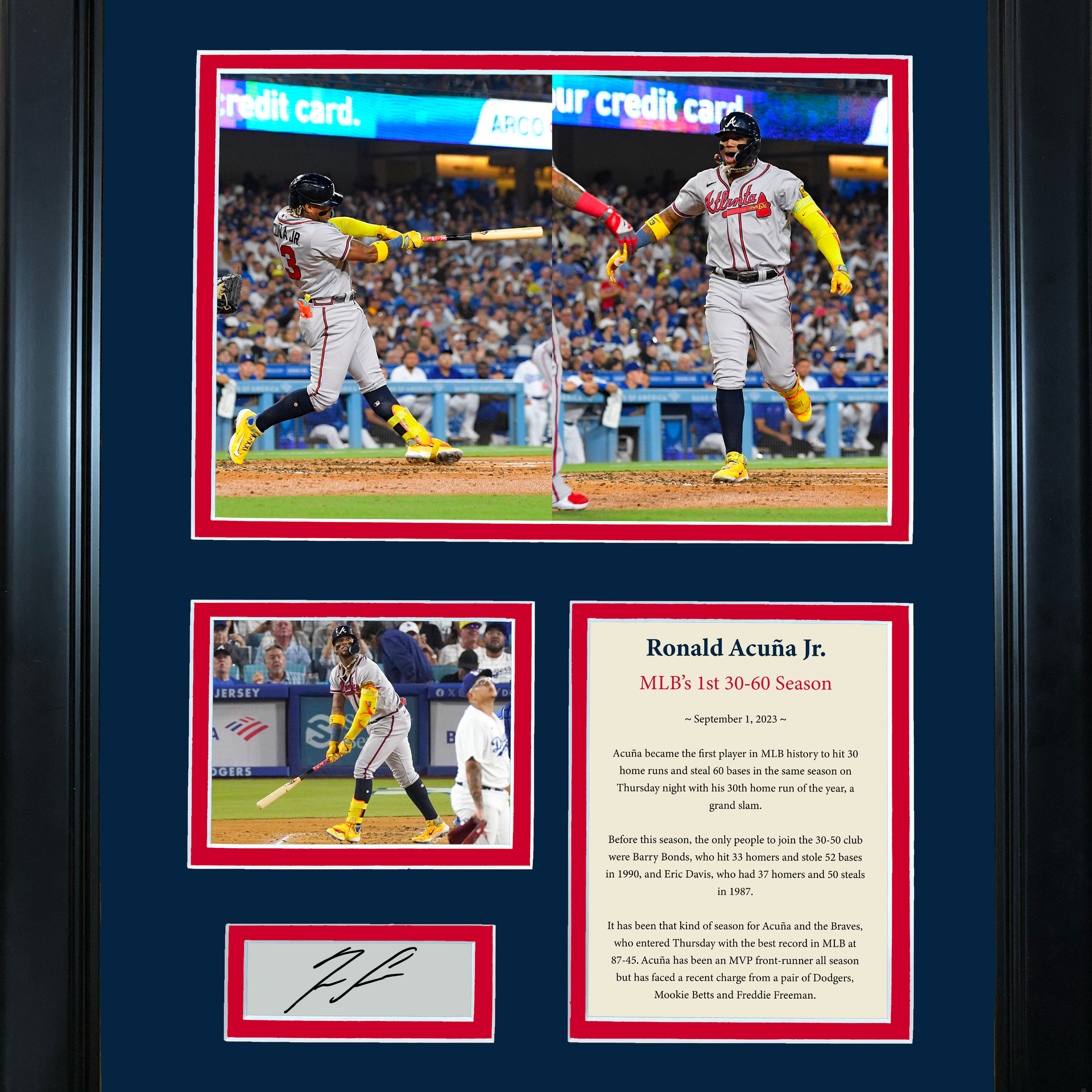 Framed Ronald Acuna Jr Atlanta Braves Facsimile Laser Engraved Signature  Auto 12x15 Baseball Photo HOFSM Holo - Hall of Fame Sports Memorabilia