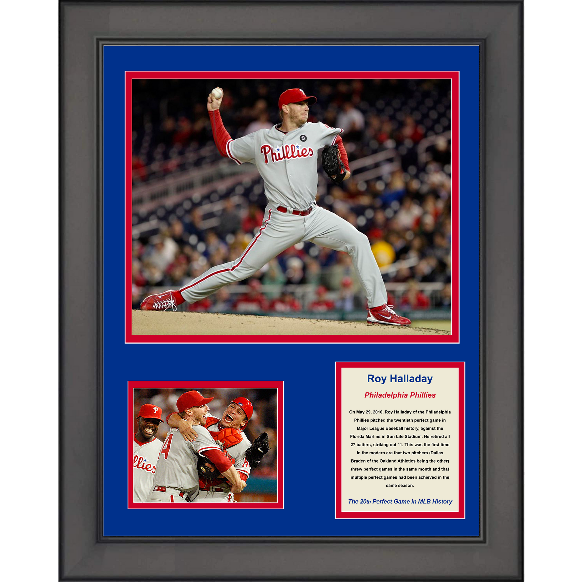 Framed Roy Halladay Perfect Game Philadelphia Phillies Baseball 12x15  Photo Collage - Hall of Fame Sports Memorabilia