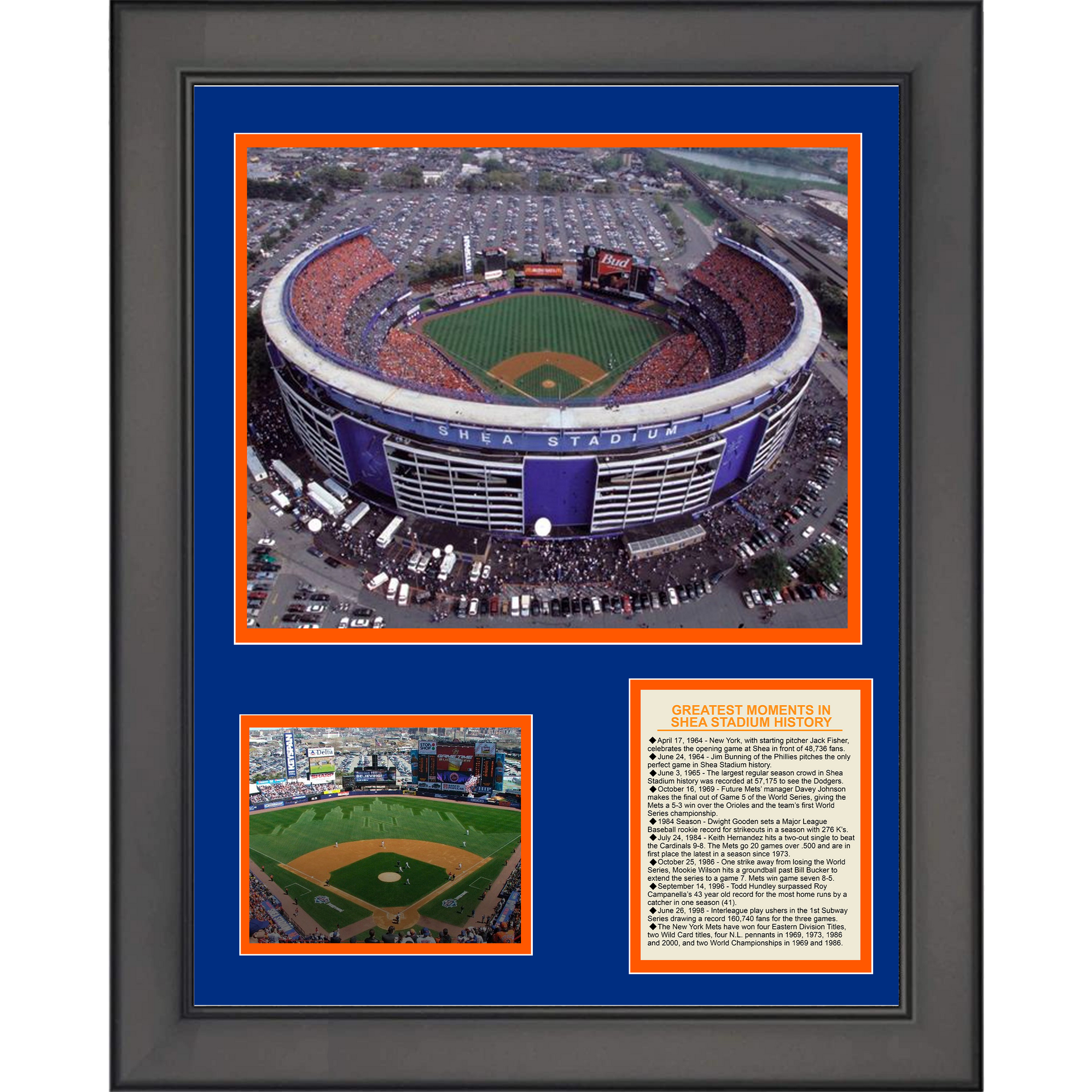 New York Mets Framed 5 x 7 Stadium Collage with a Piece of