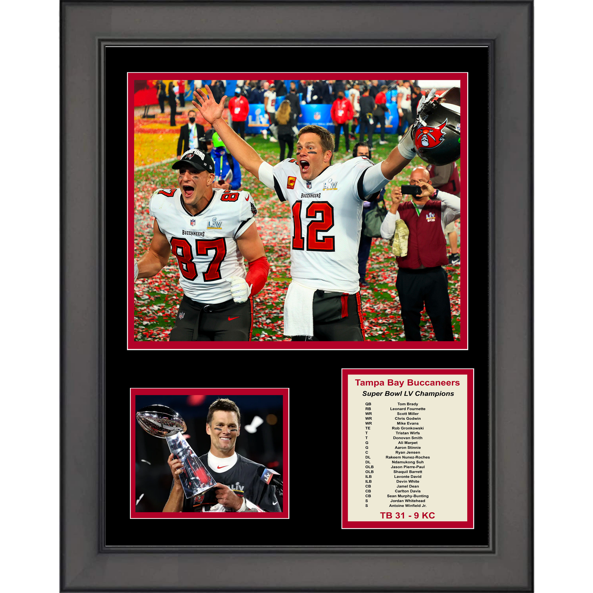 Framed Tom Brady Tampa Bay Buccaneers Super Bowl LV Champions