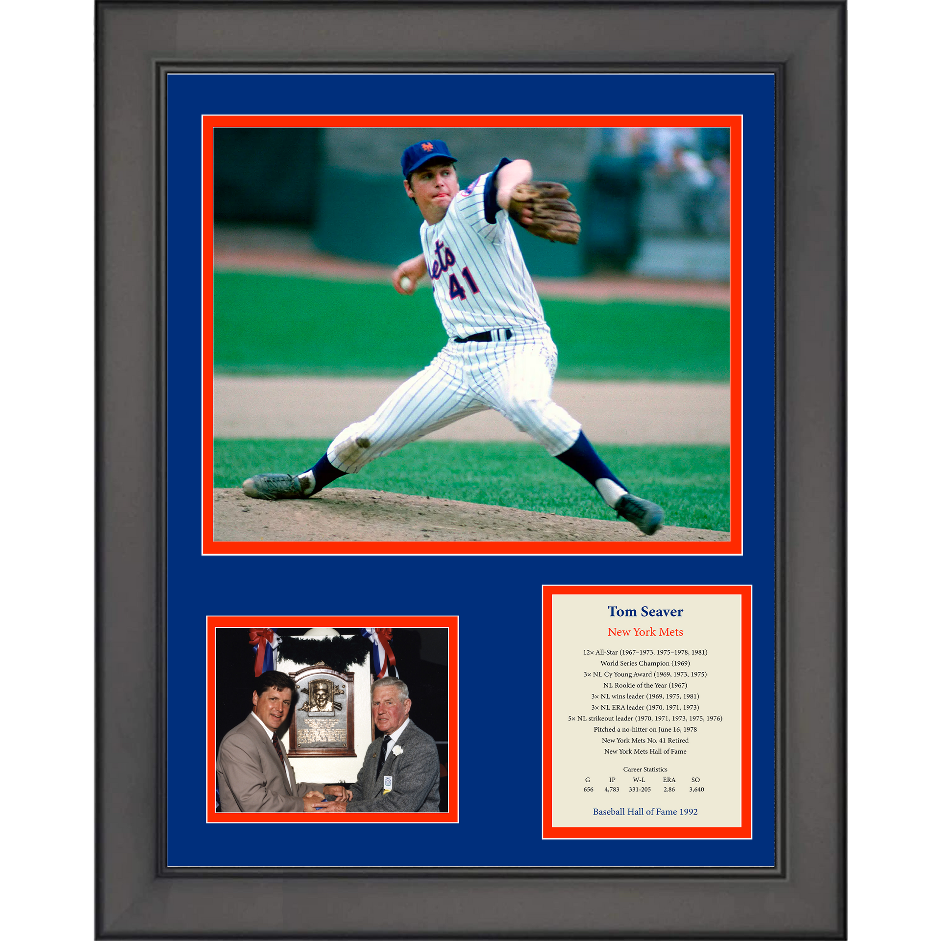 Framed Tom Seaver Hall of Fame New York Mets Baseball 12x15 Photo Collage  - Hall of Fame Sports Memorabilia