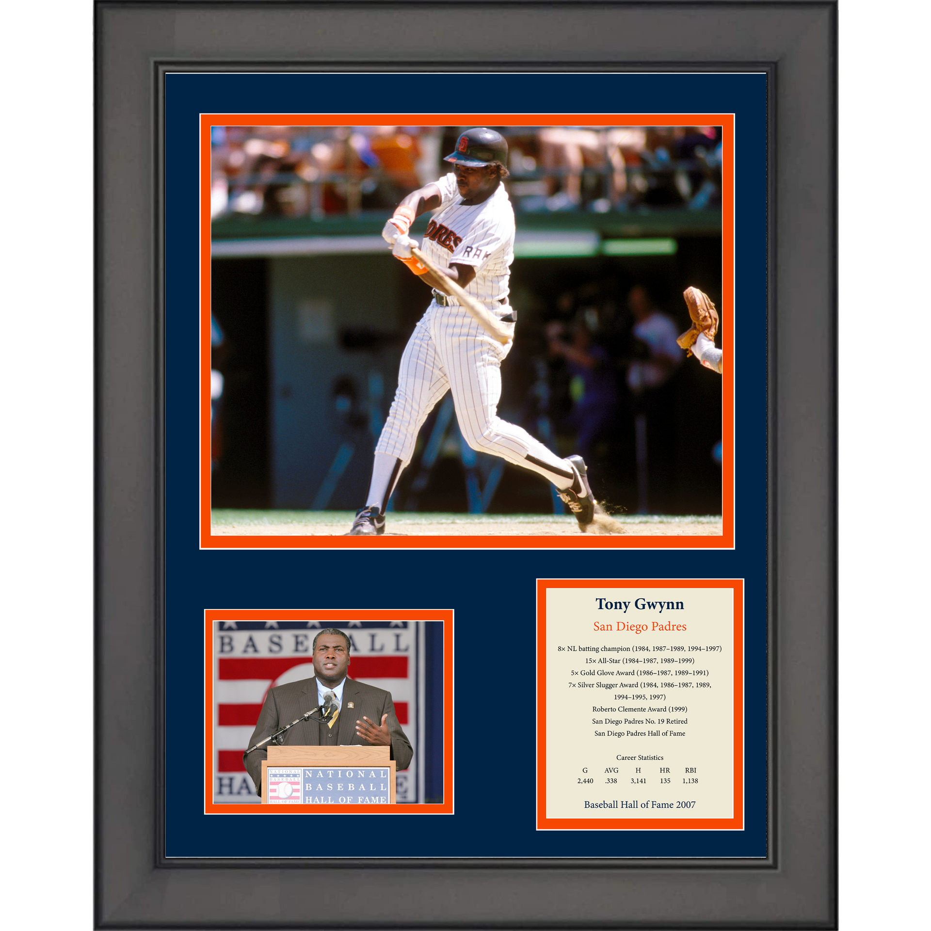 Framed Tony Gwynn Hall of Fame San Diego Padres Baseball 12x15 Photo  Collage - Hall of Fame Sports Memorabilia