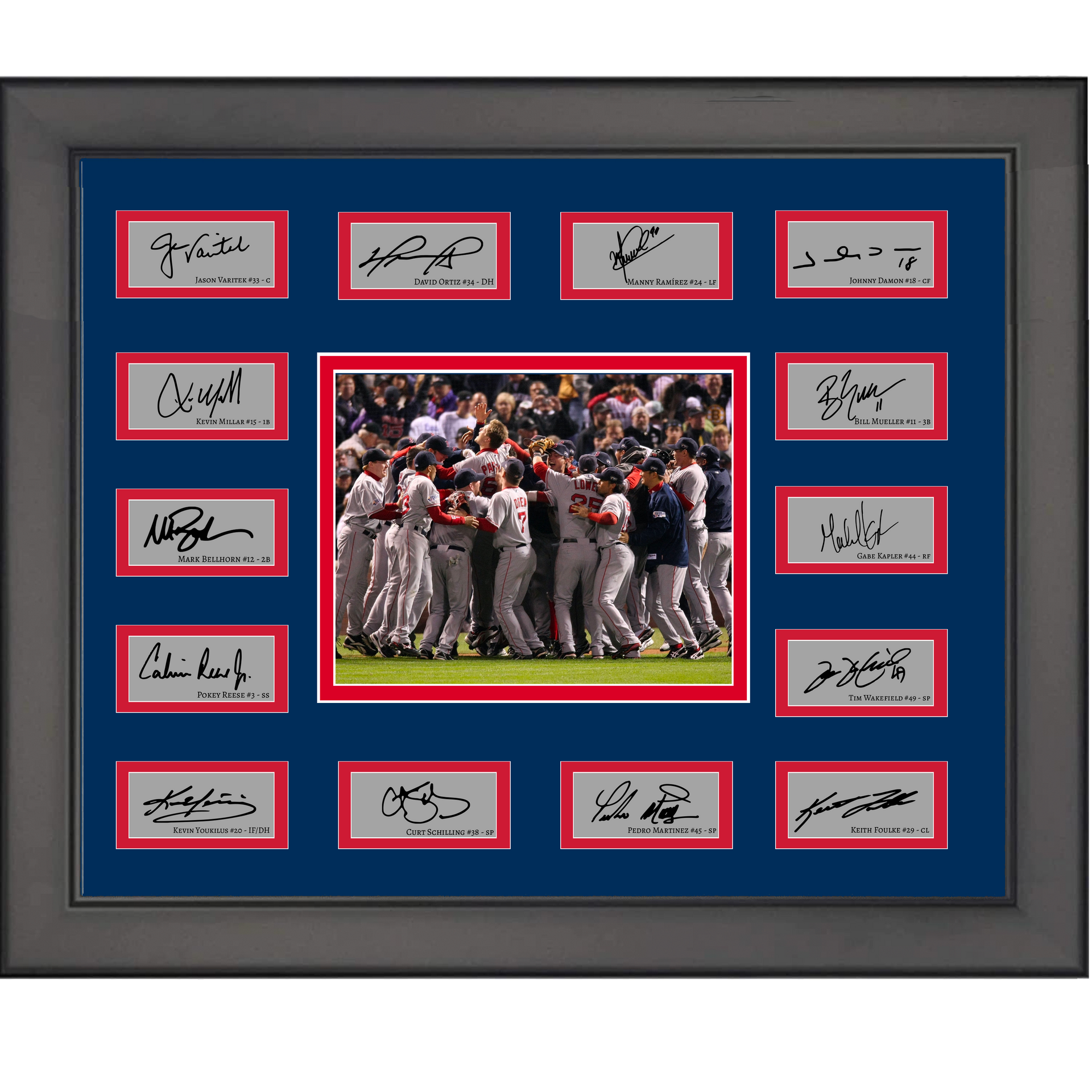 David Ortiz Pedro Martinez Signed 16x20 Framed Photo 2004 Ws Red