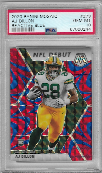 AJ Dillon 2020 Panini Mosaic Grade 10 Card #279