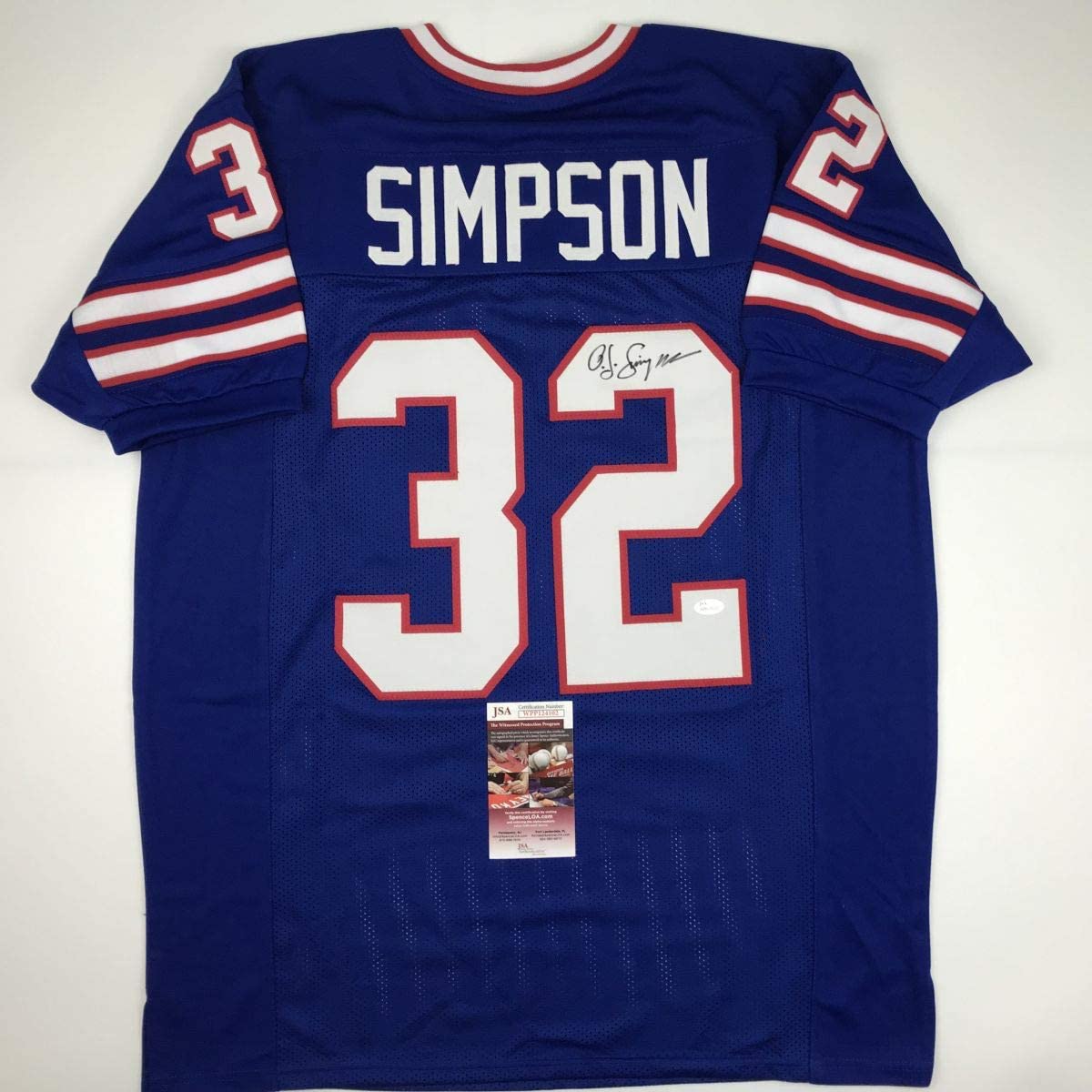 Autographed/Signed OJ O.J. Simpson Buffalo Blue Football Jersey JSA COA