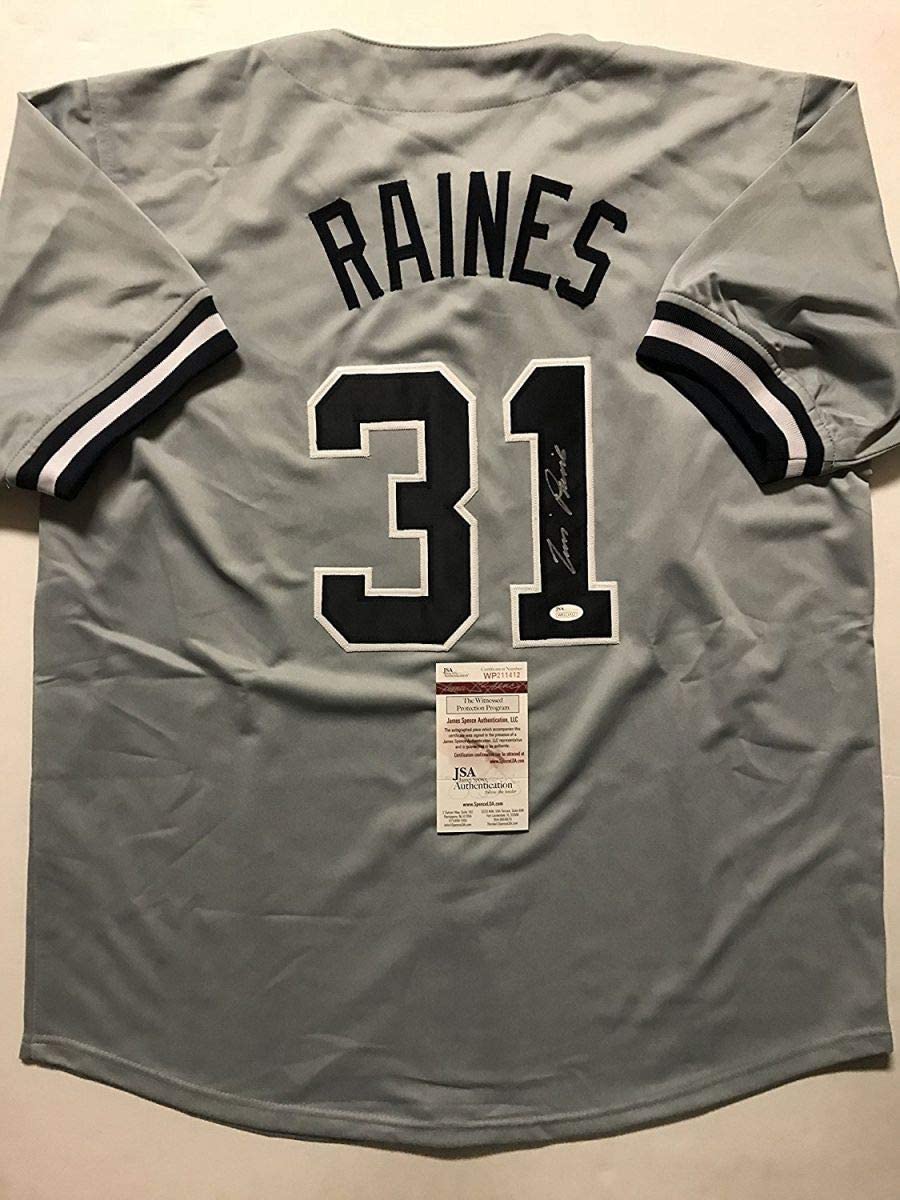 Autographed/Signed TIM RAINES Chicago Pinstripe Baseball Jersey