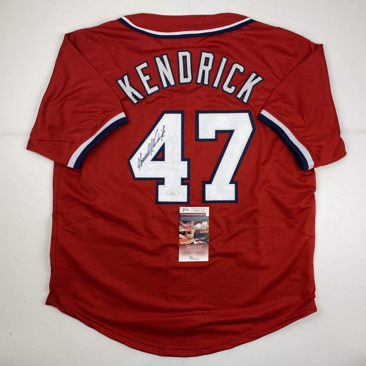 Autographed/Signed Howie Kendrick Washington Red Baseball Jersey JSA COA -  Hall of Fame Sports Memorabilia