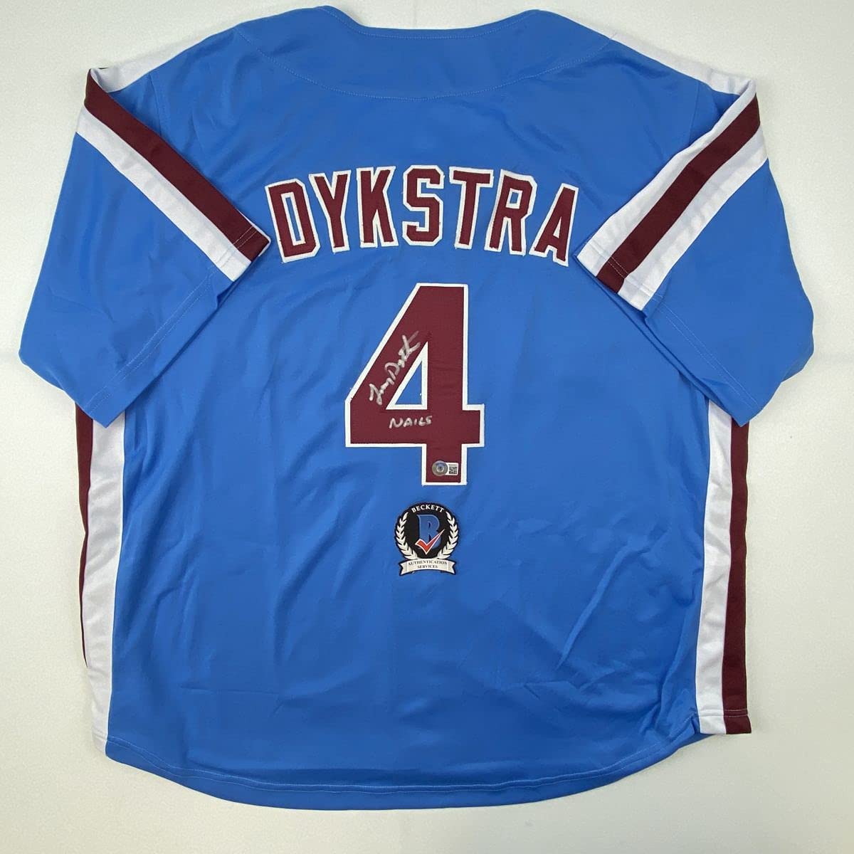 Lenny Dykstra Signed New York White Pinstripe Baseball Jersey (JSA)