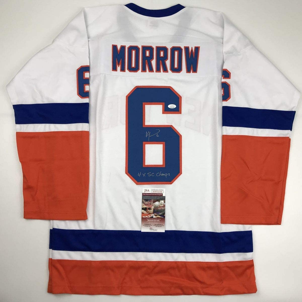 Autographed/Signed Chevy Chase Clark Griswold Christmas Vacation Movie  Chicago White Hockey Jersey Beckett BAS COA