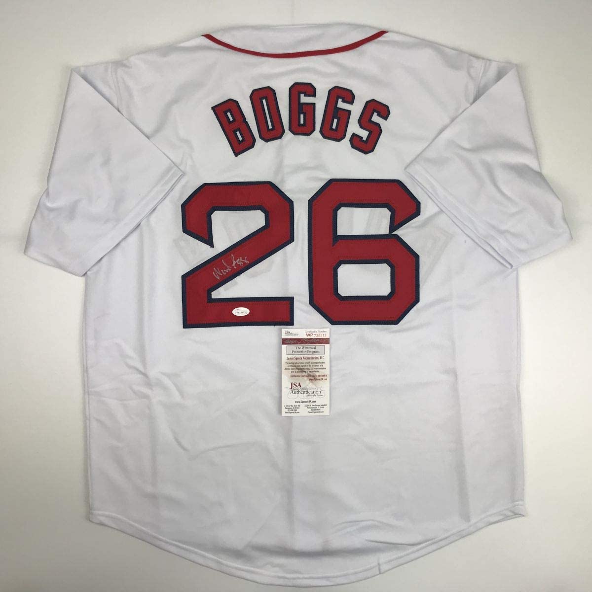 Autographed/Signed Wade Boggs Boston Grey Baseball Jersey JSA COA