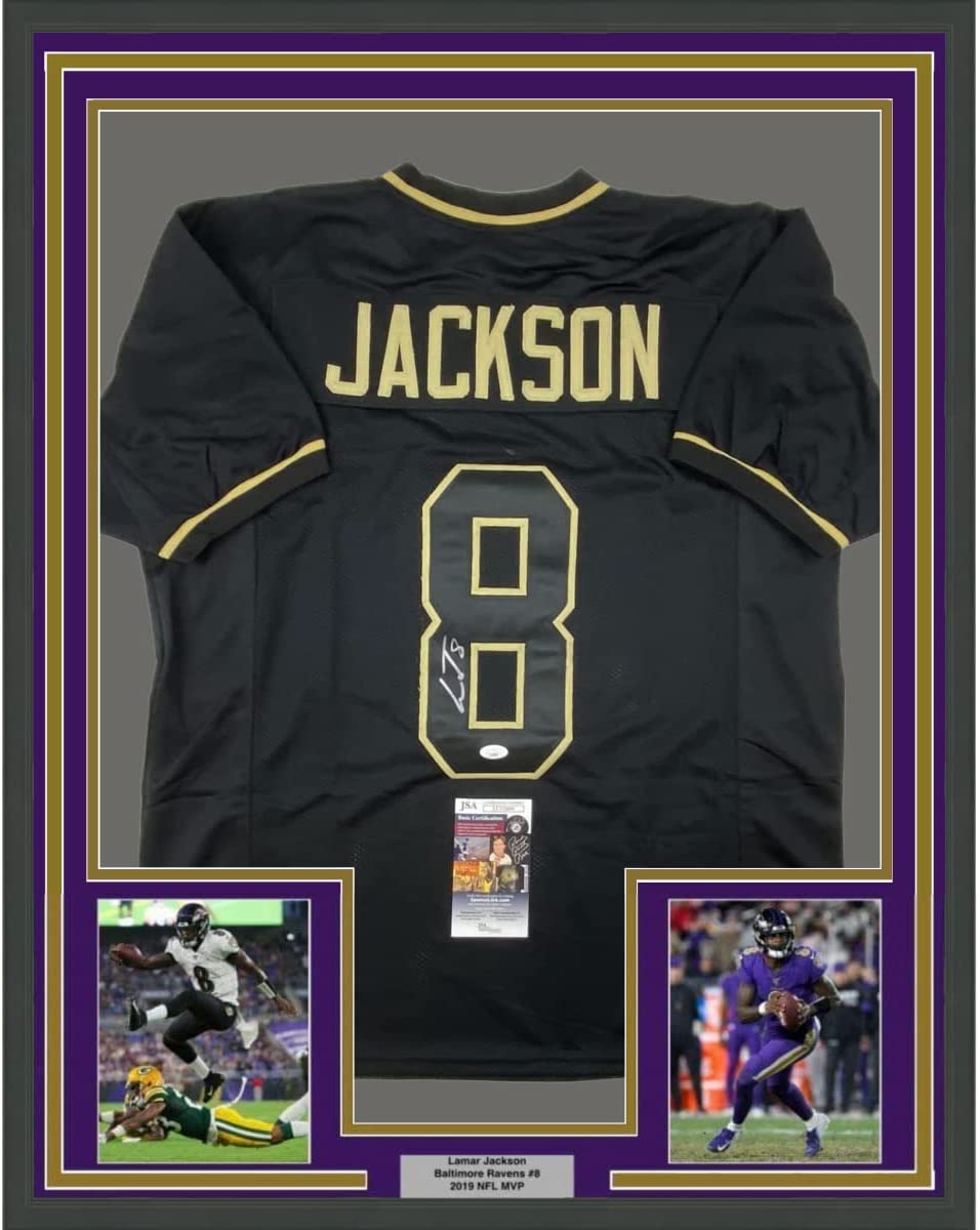 Lamar Jackson Autographed and Framed Baltimore Ravens Jersey