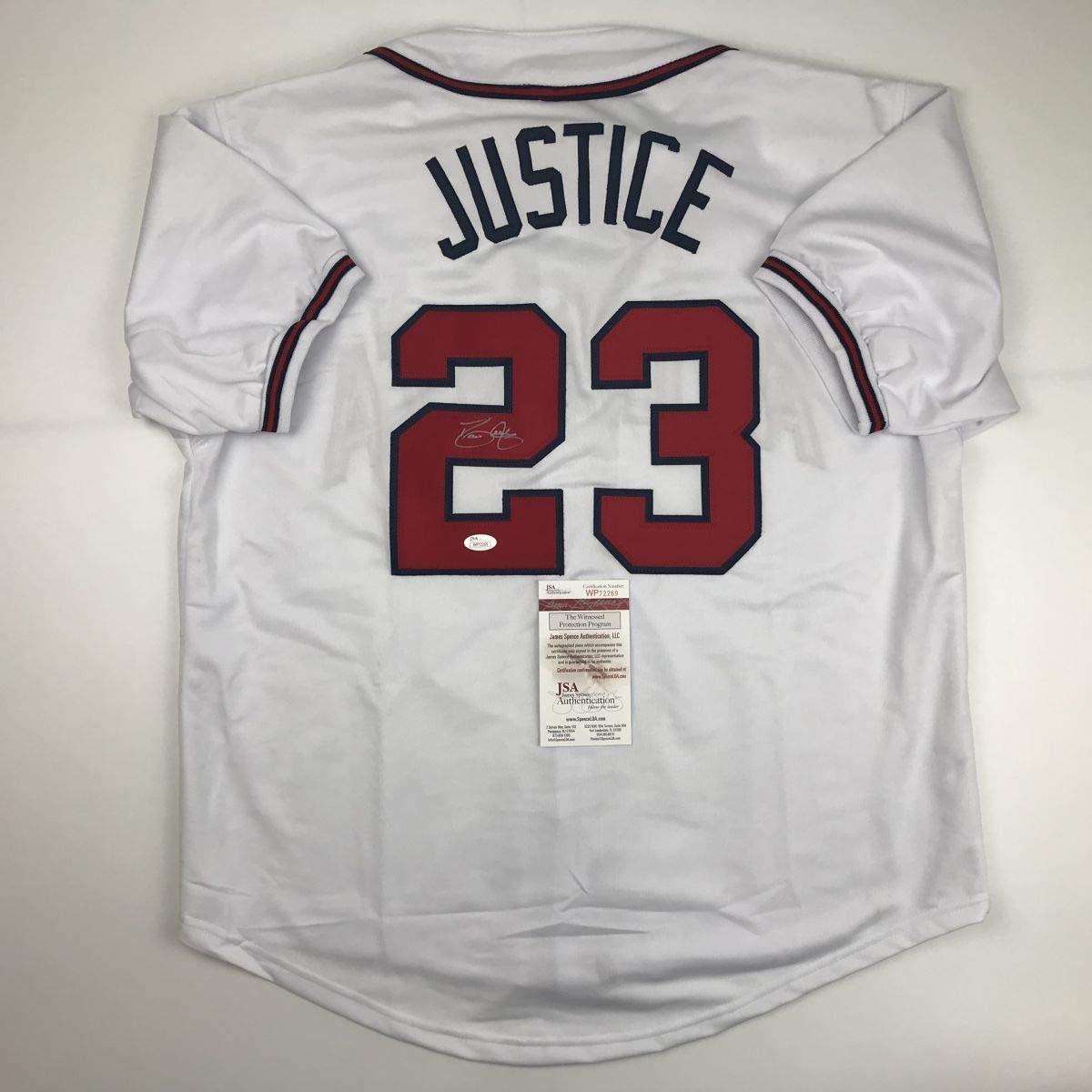 David Justice Signed Atlanta White Baseball Jersey (JSA) — RSA