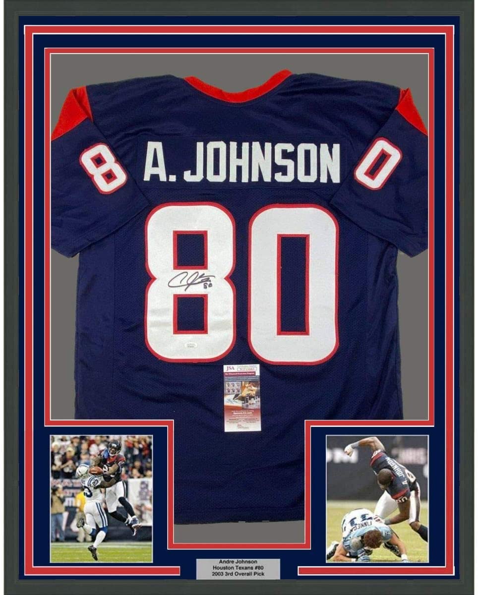 Framed Autographed/Signed Andre Johnson Houston Texans 8x10