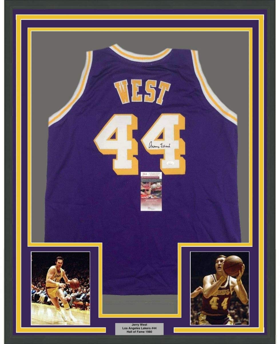 Autographed/Signed Jerry West Los Angeles LA Yellow Basketball Jersey JSA  COA