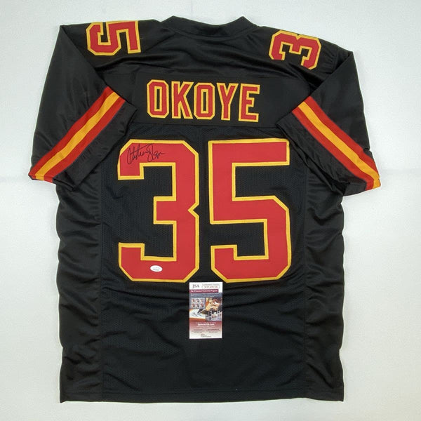 Christian Okoye Autographed Kansas City Chiefs NFL Football Jersey