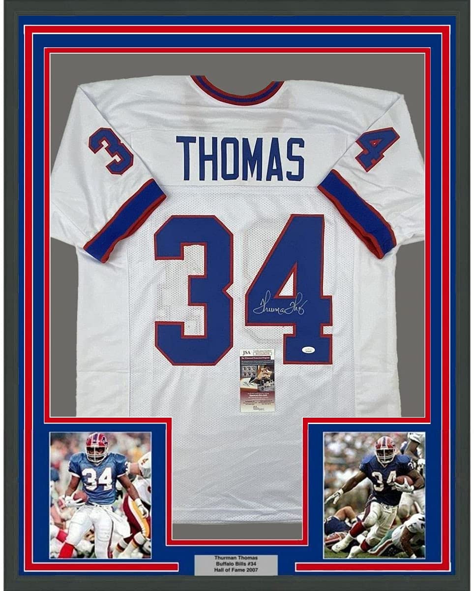 Framed Buffalo Bills Thurman Thomas Autographed Signed Jersey Jsa Coa