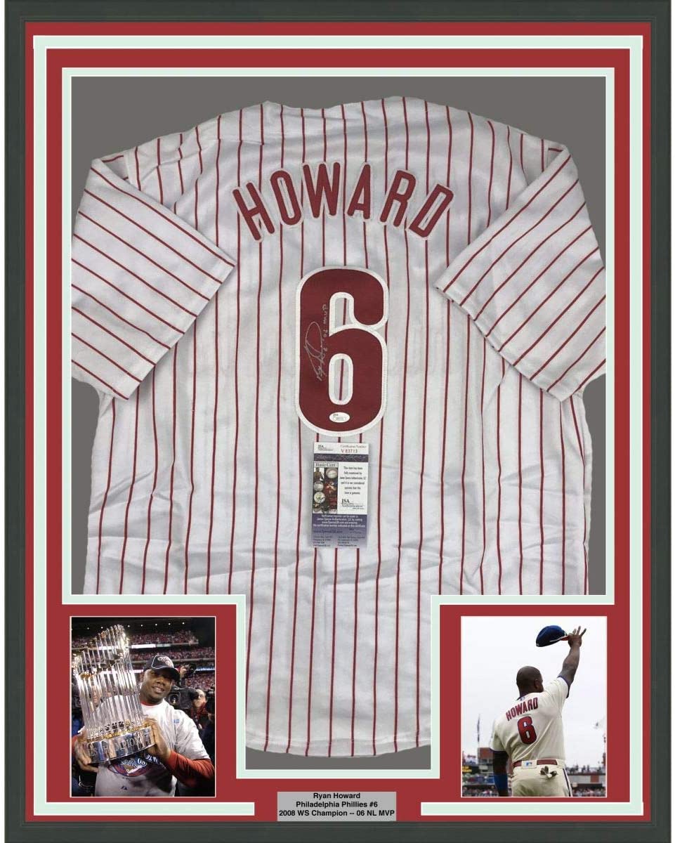 Framed Autographed/Signed Brad Lidge 33x42 Philadelphia Grey Baseball Jersey  JSA COA - Hall of Fame Sports Memorabilia