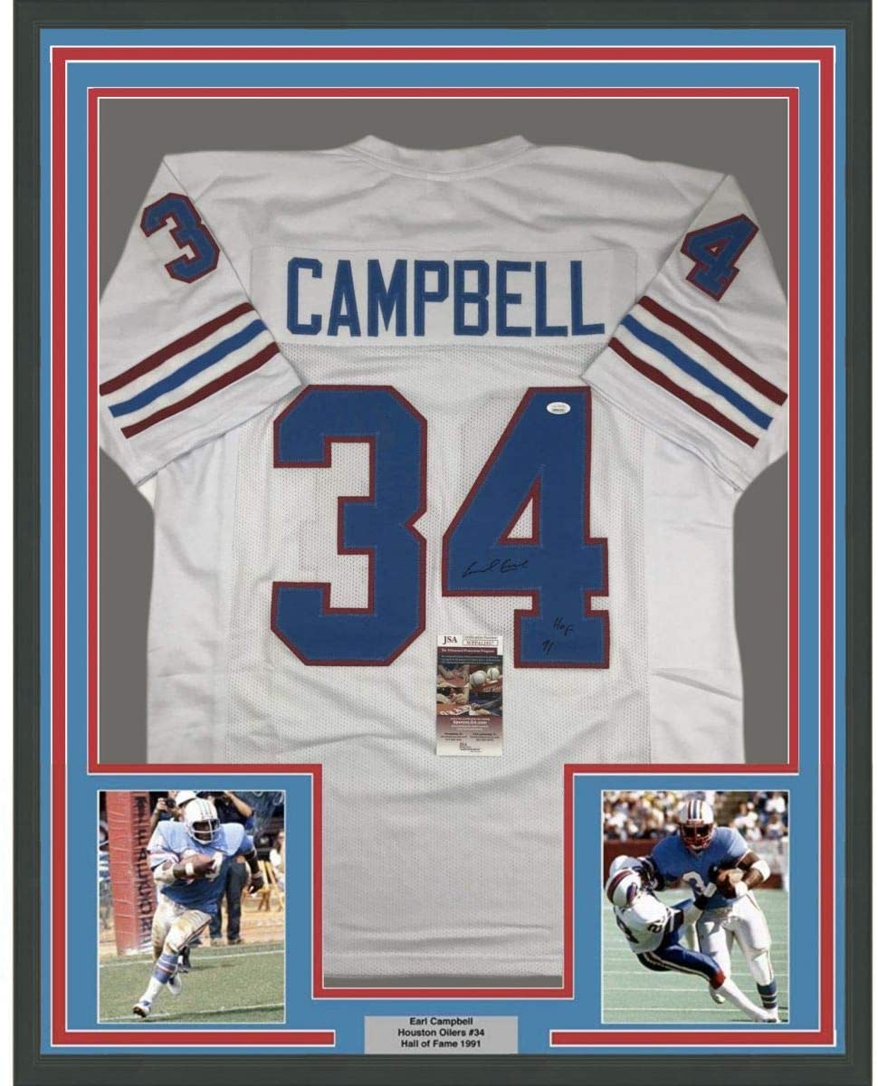 Earl Campbell Autographed Signed Framed Houston Oilers Jersey 