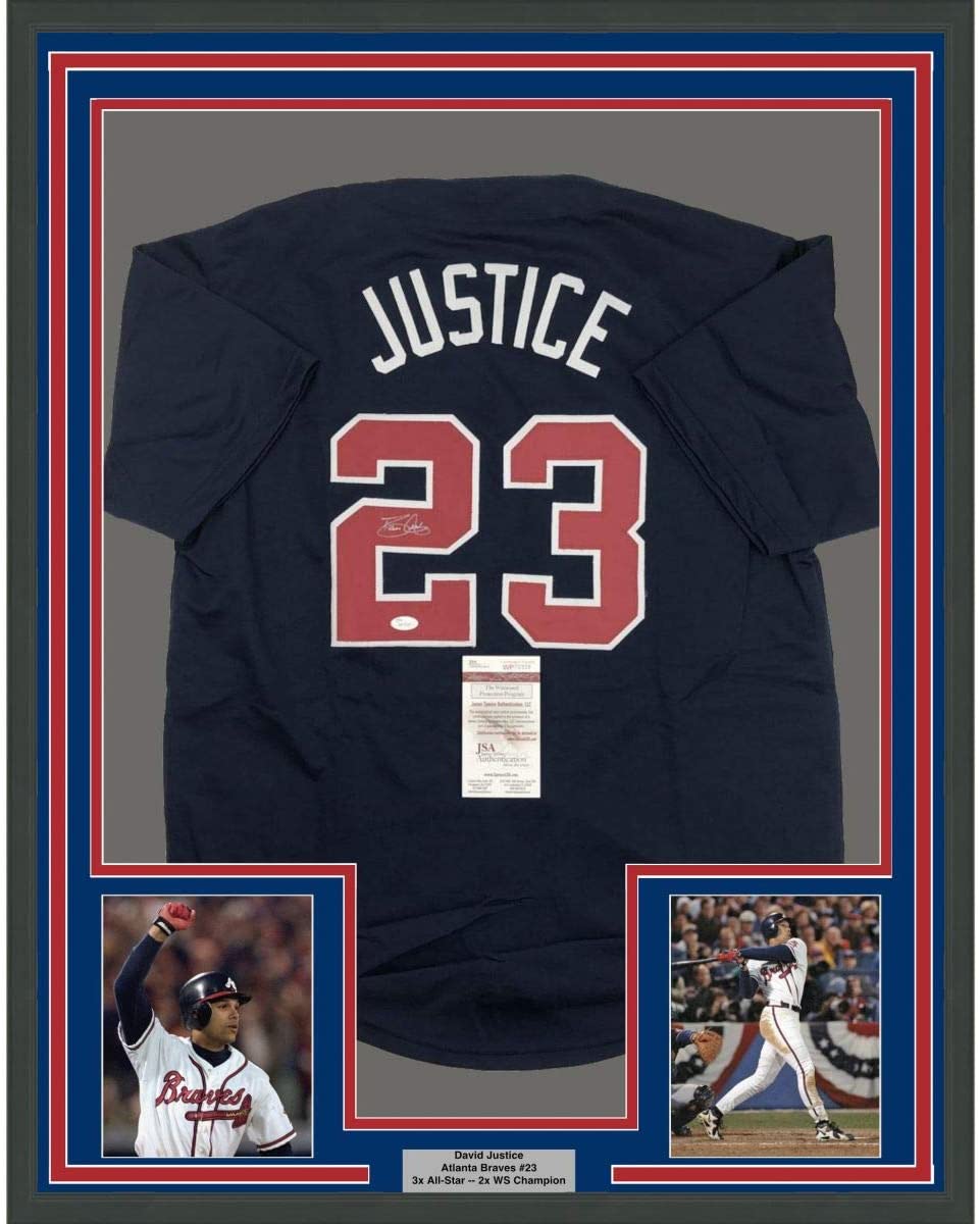 Dave Justice Signed Atlanta Braves Jersey (Beckett) 2xWorld Series