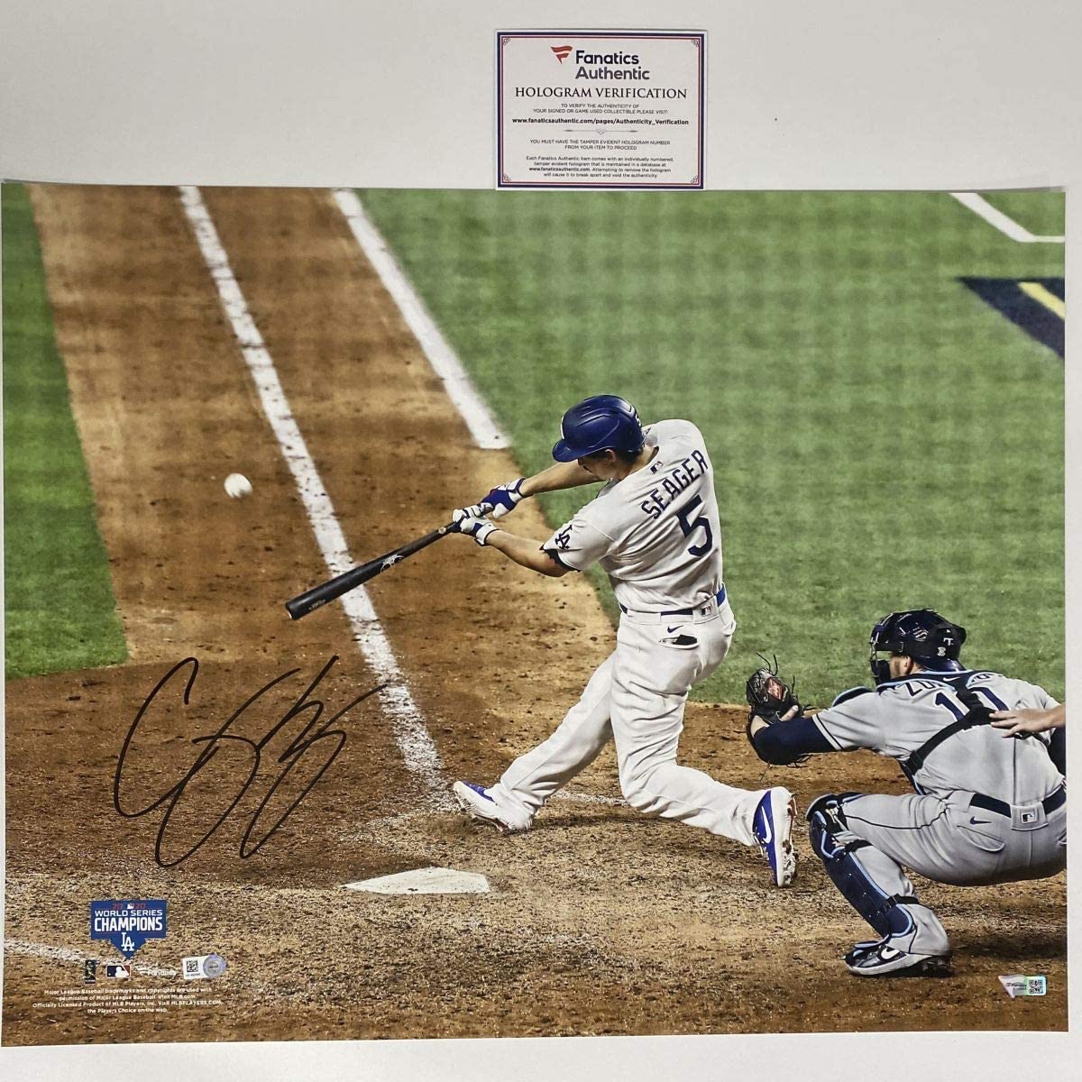 Autographed/Signed Corey Seager 2020 World Series Los Angeles LA Dodgers  16x20 Baseball Photo Fanatics COA - Hall of Fame Sports Memorabilia