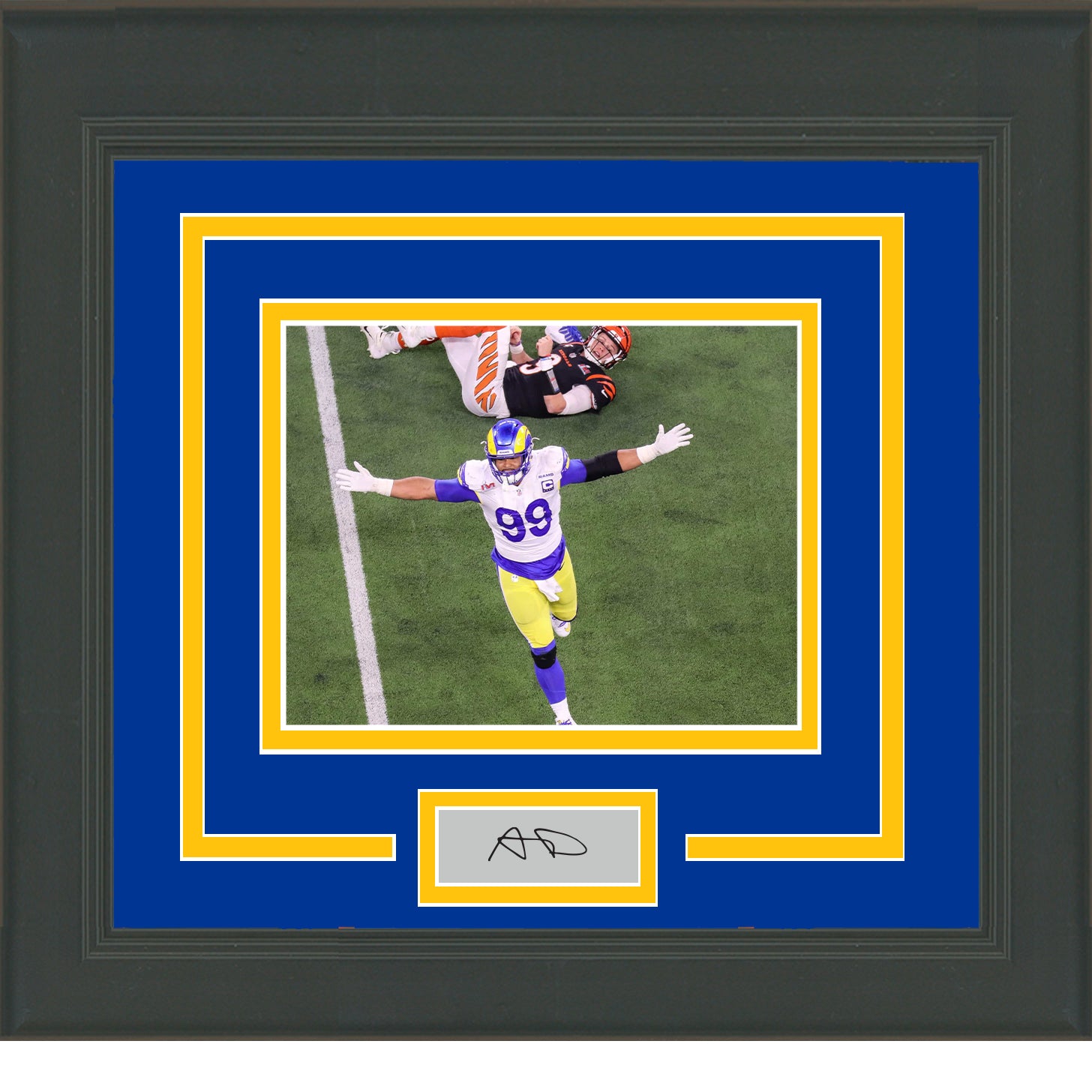 Aaron Donald Autographed & Framed White Los Angeles Rams Jersey JSA COA