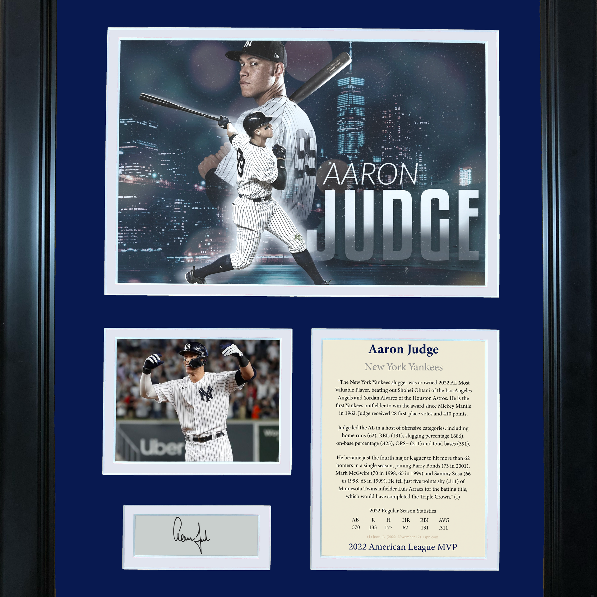 Framed Aaron Judge AL MVP 2022 Facsimile Laser Engraved Signature Auto New  York Yankees Baseball 12x15 Photo Collage - Hall of Fame Sports  Memorabilia