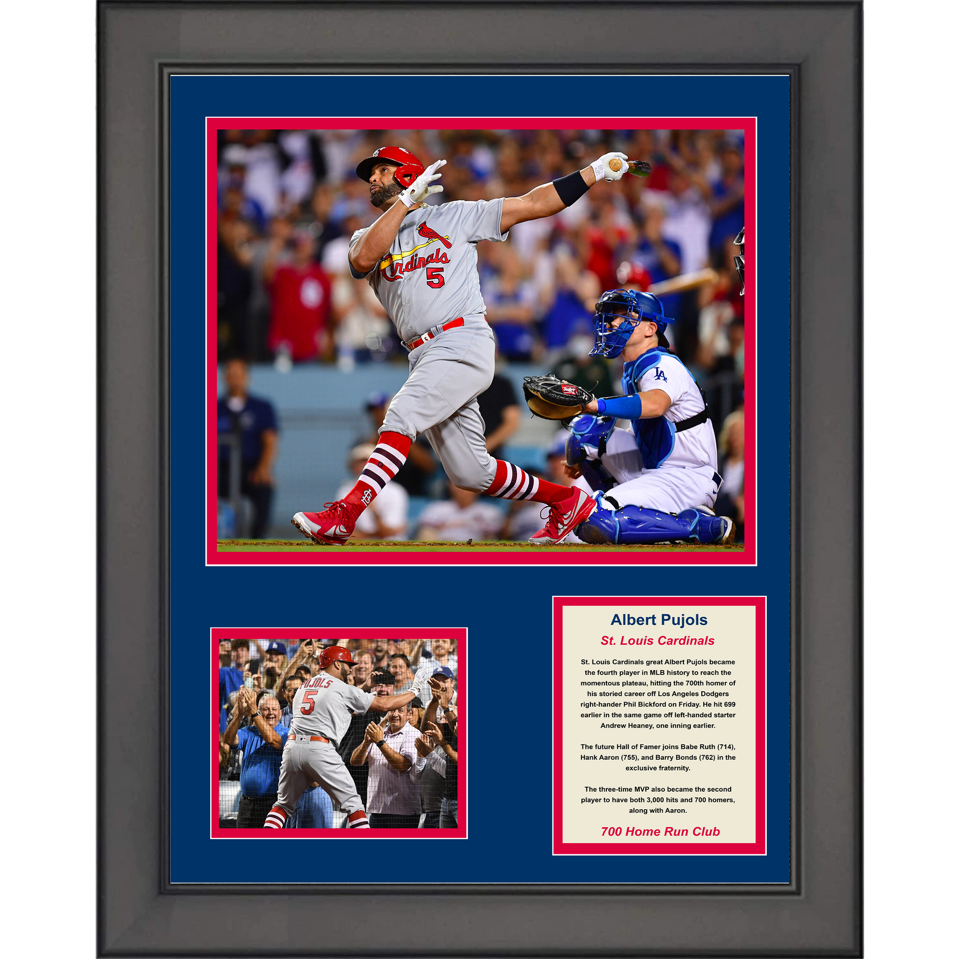 Legends Never Die, Inc. St. Louis Cardinals | Albert Pujols 700th Home Run | 12x15 Framed Photo Collage