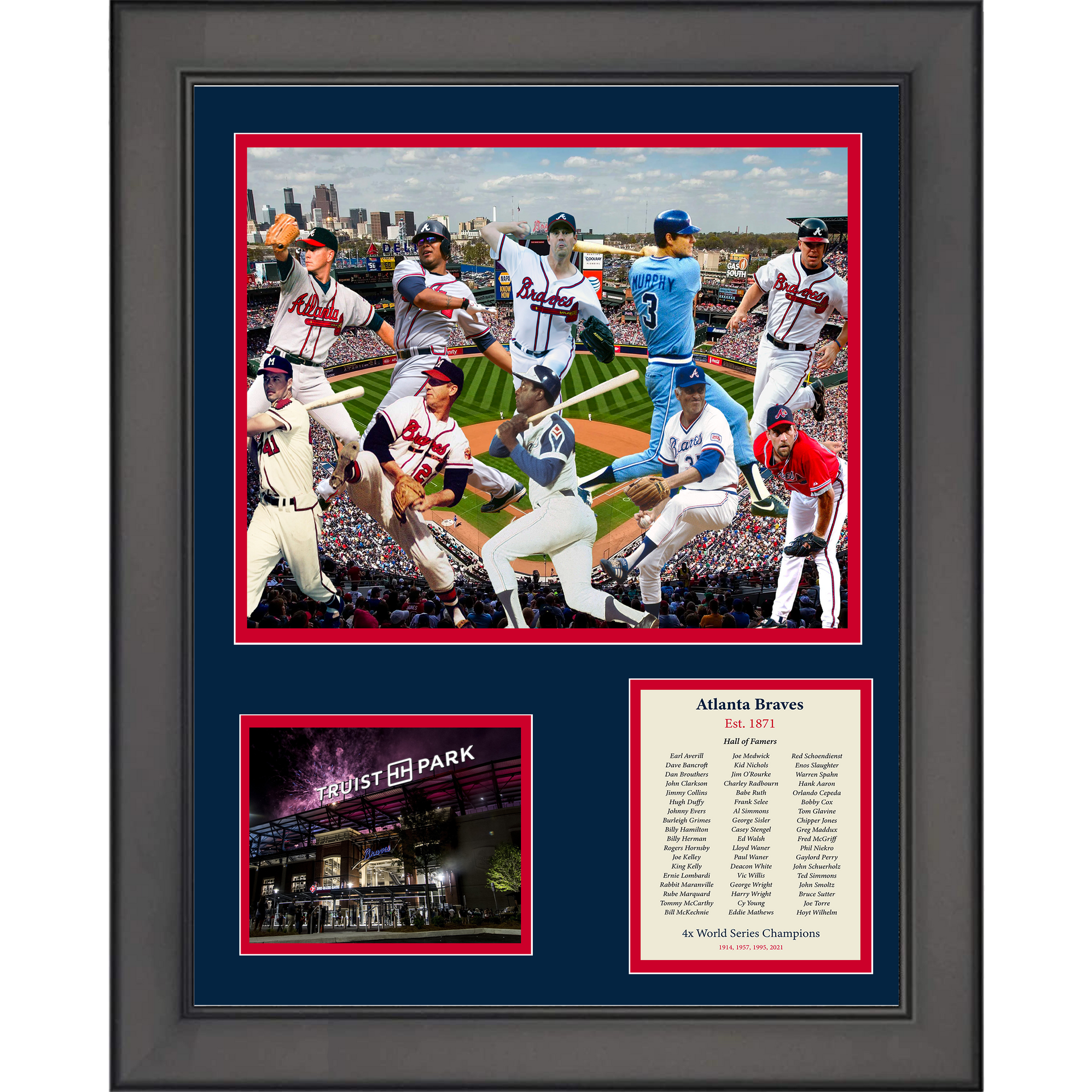 Framed Atlanta Braves All-Time Greats Legends 12x15 Baseball Photo Collage