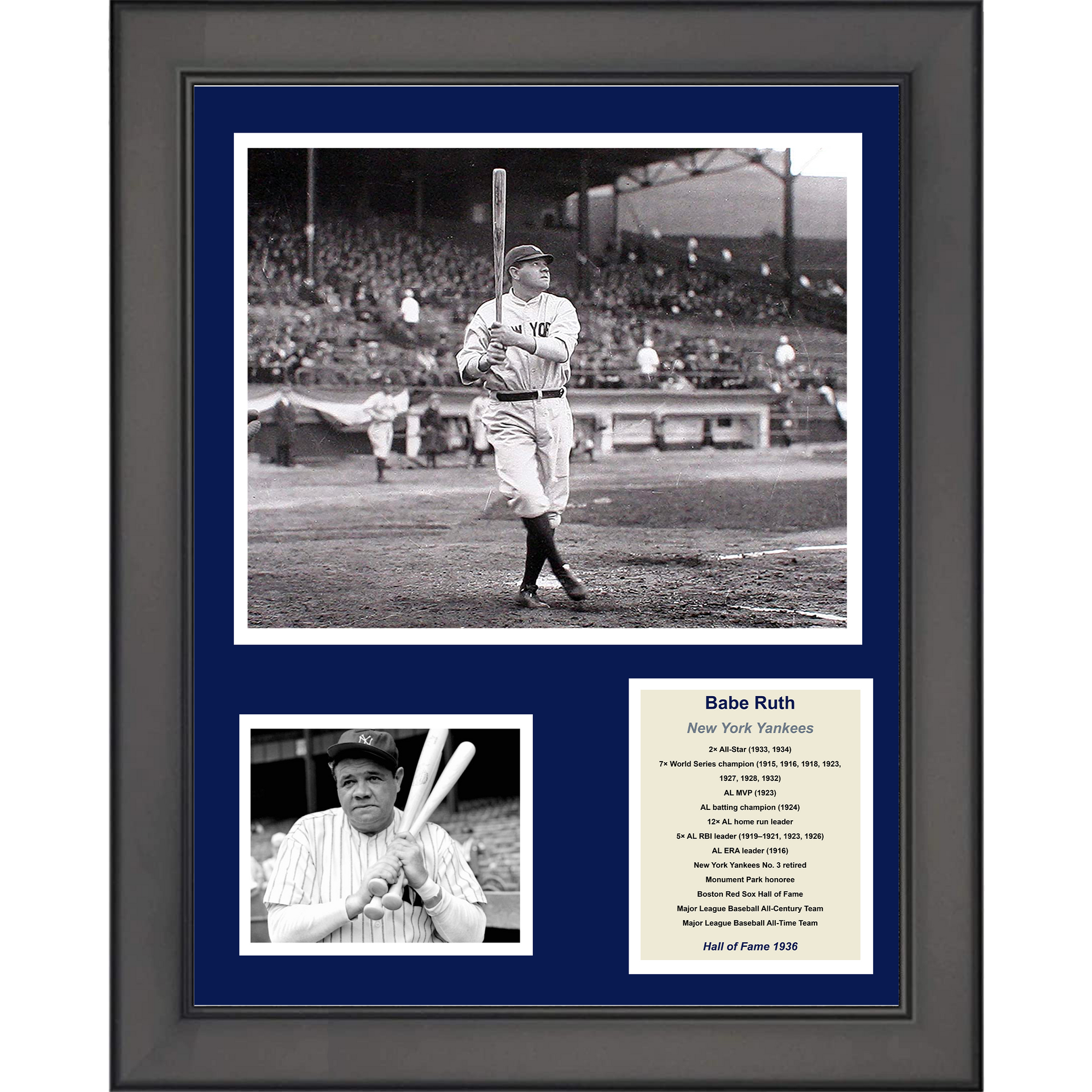 Framed Babe Ruth Hall of Fame New York Yankees Baseball 12x15 Photo  Collage - Hall of Fame Sports Memorabilia