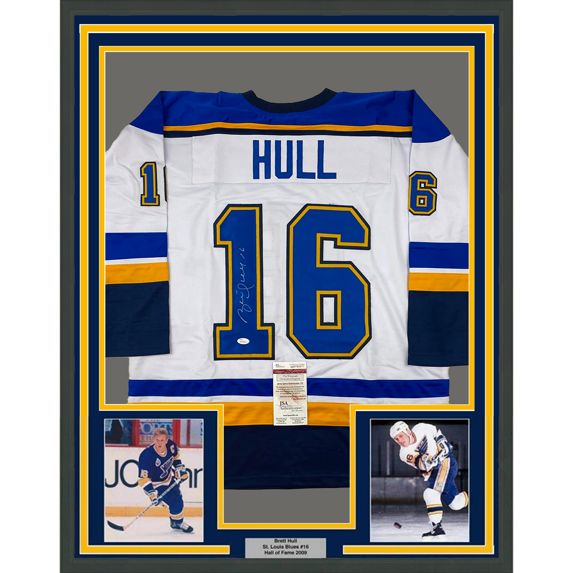 Brett Hull Autographed St Louis Custom Blue Hockey Jersey - BAS COA