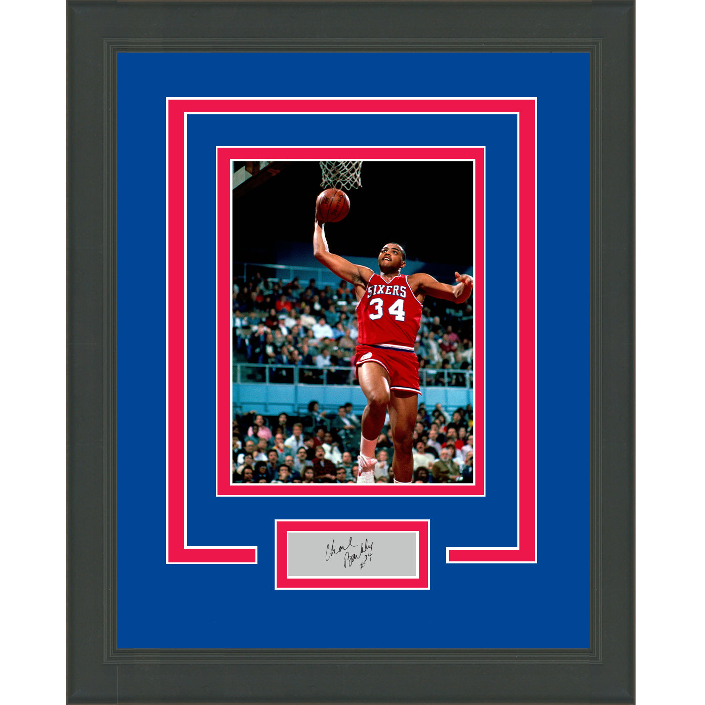 Framed Charles Barkley Facsimile Laser Engraved Signature Auto