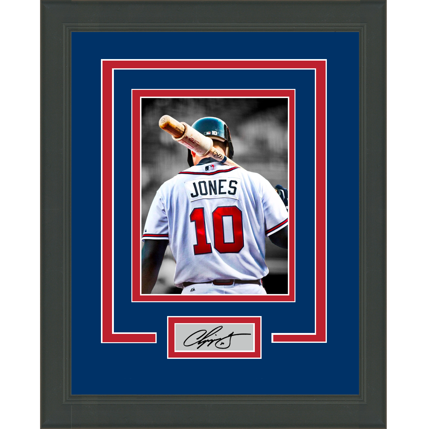 Chipper Jones Autographed and Framed White Braves Jersey Auto Beckett COA