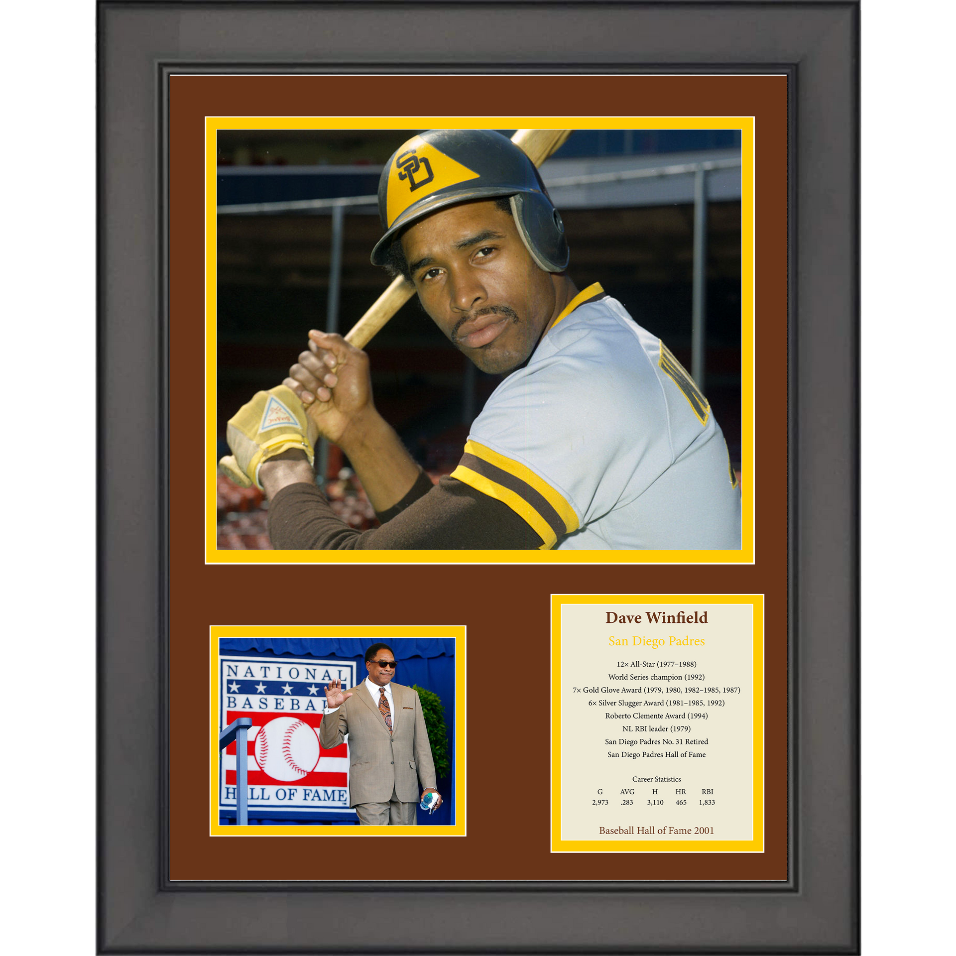 Framed Dave Winfield Hall of Fame San Diego Padres Baseball 12x15