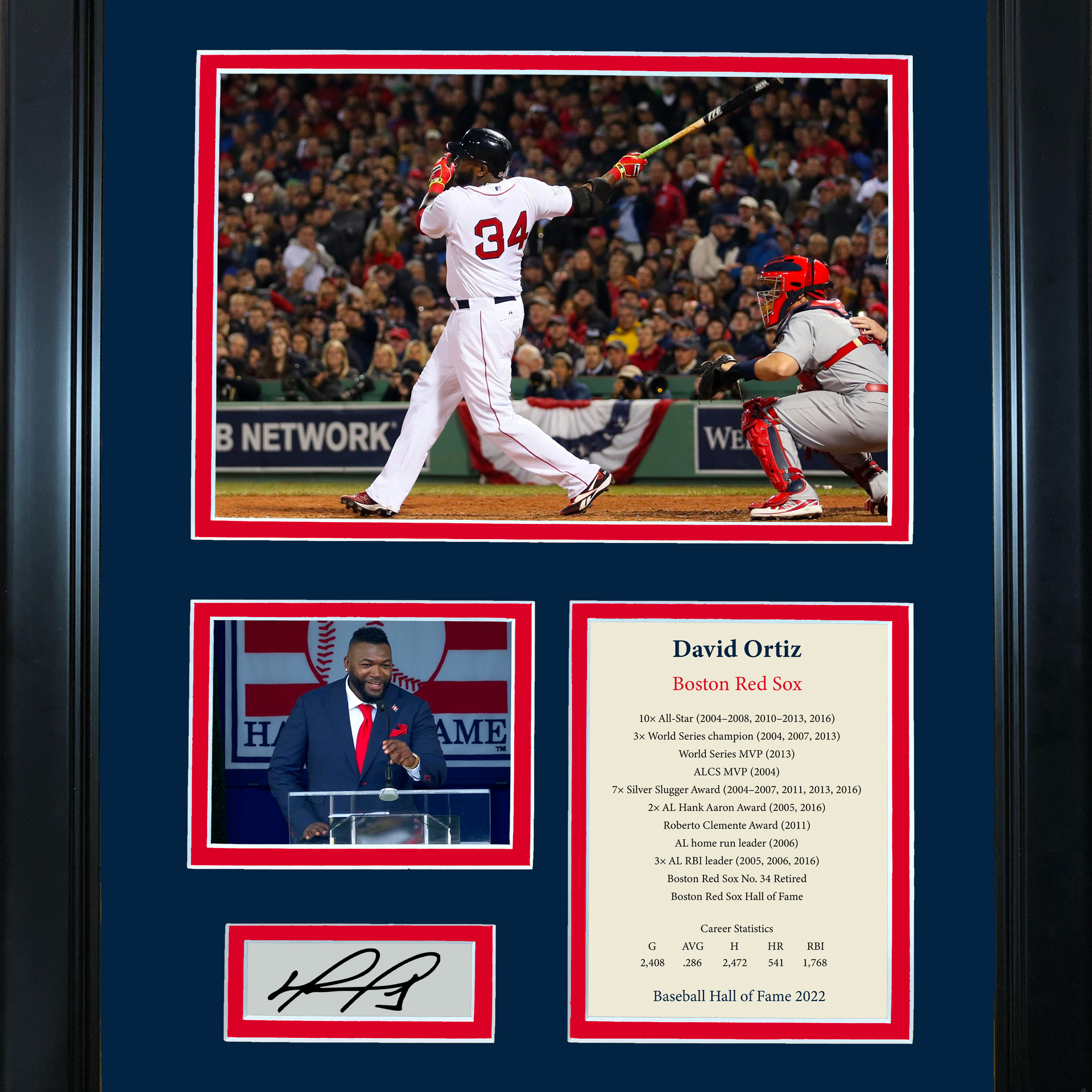 David Ortiz Boston Red Sox Signed Authentic Baseball Hall of Fame