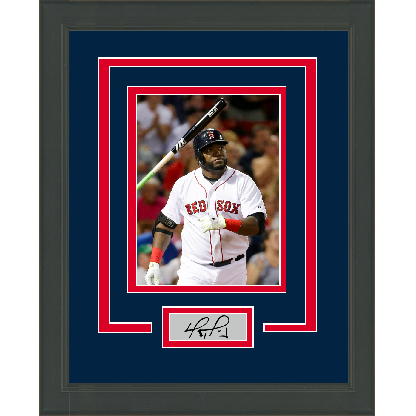 David Ortiz Autographed and Framed Gray Red Sox Jersey