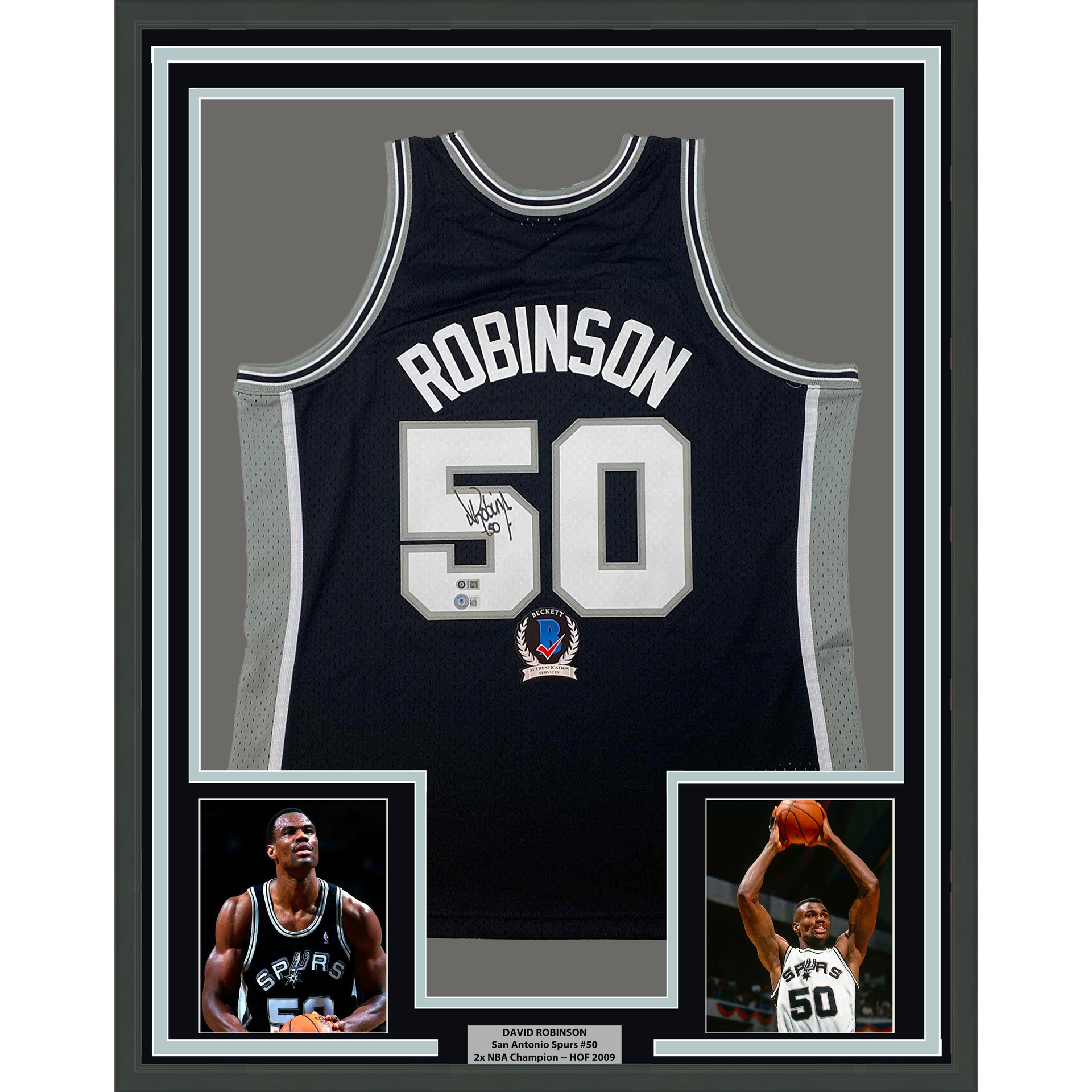 David Robinson Autographed Spurs Black Authentic Mitchell & Ness